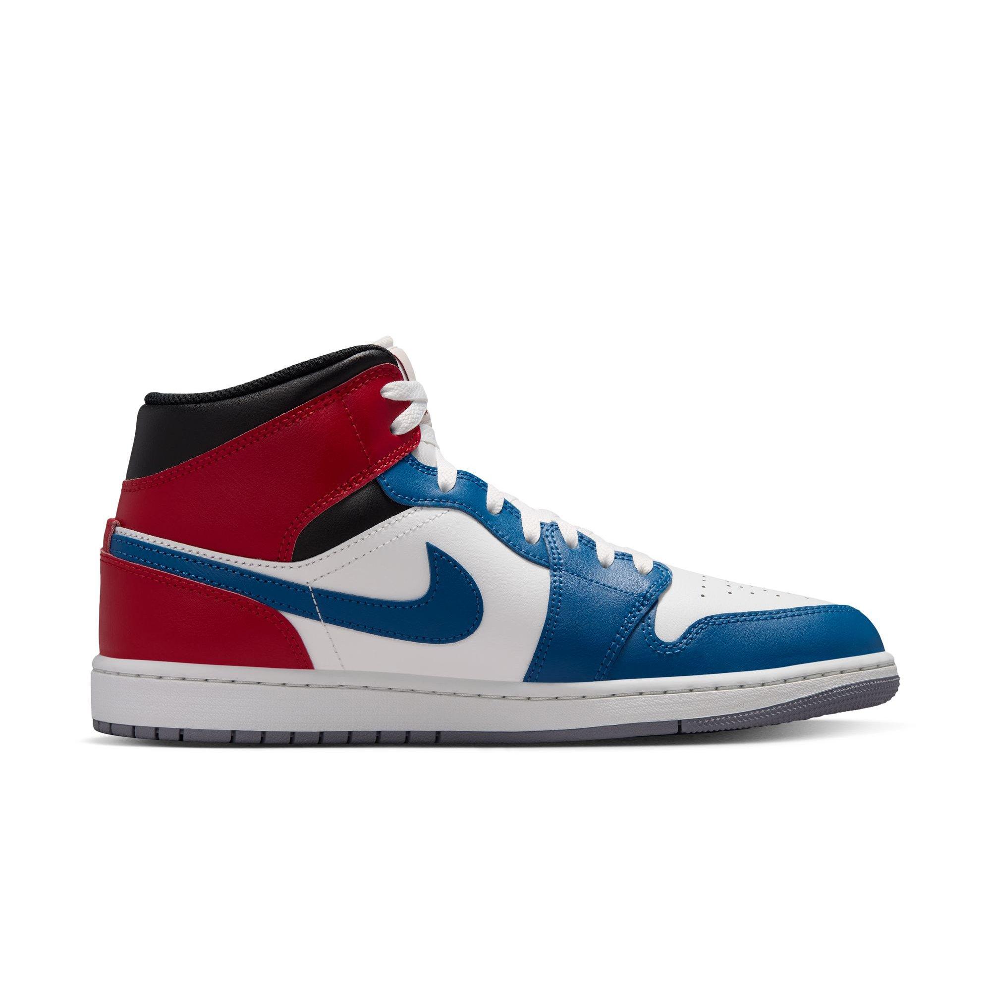 Jordan 1 Mid "True Blue/Summit White/Varsity Red/Black" Men's Shoe - BLUE/RED Thumbnail View 2