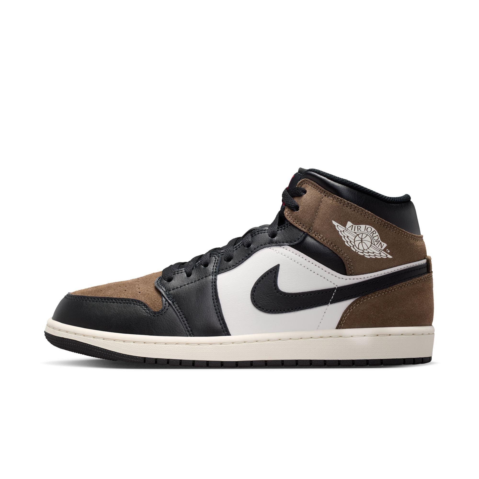 Jordan 1 Mid "Black/Phantom/Palomino/University Red" Men's Shoe - BLACK/BROWN Thumbnail View 3