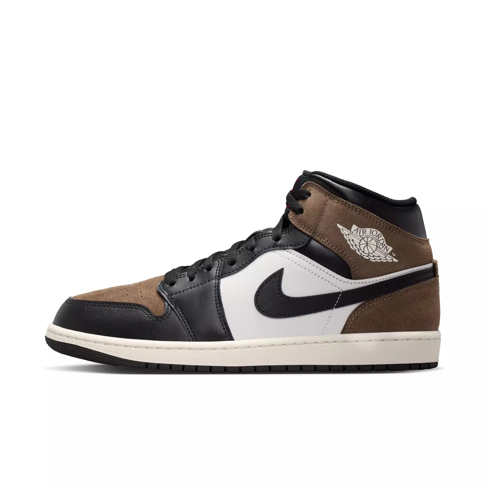 Jordan 1 Mid "Black/Phantom/Palomino/University Red" Men's Shoe - BLACK/BROWN