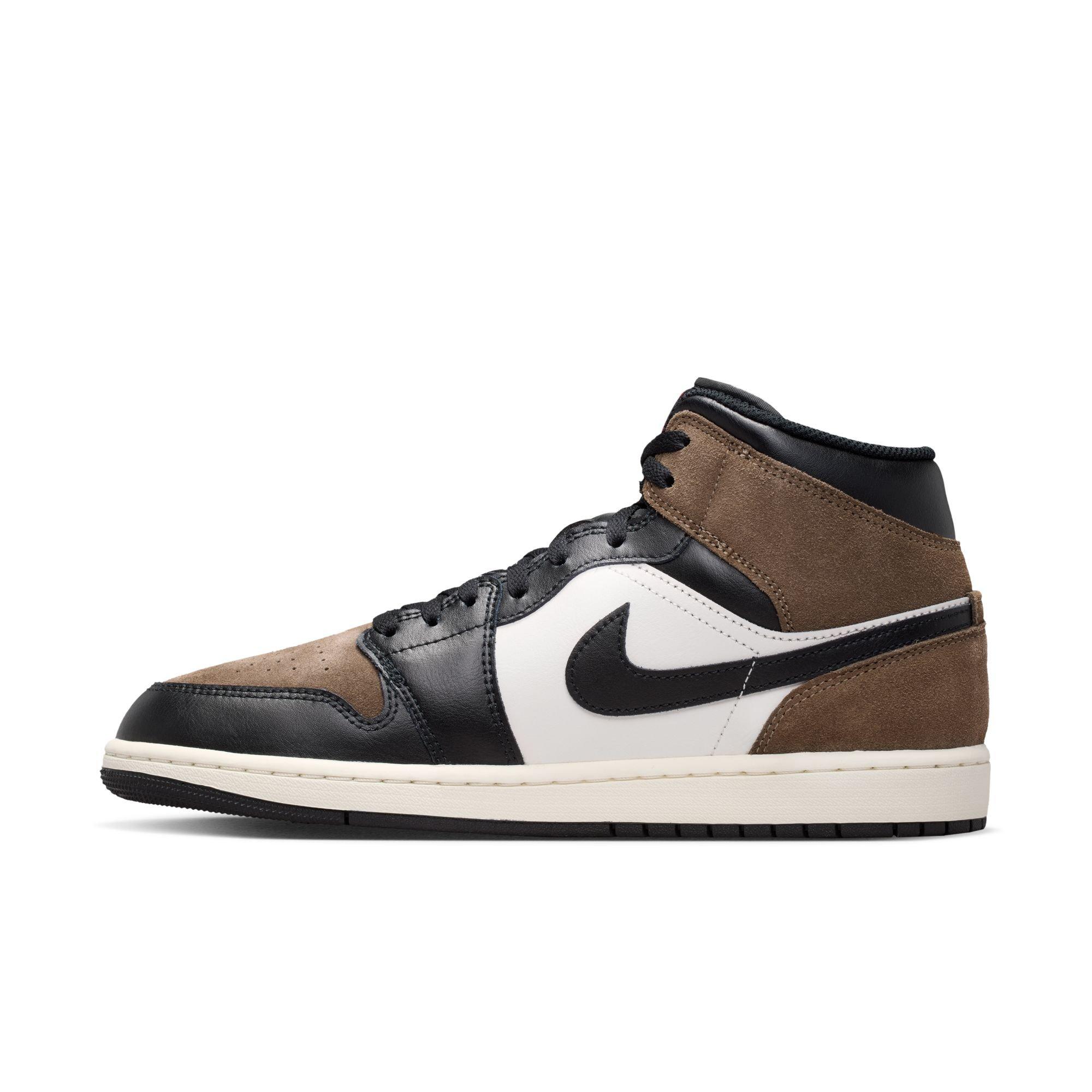 Jordan 1 Mid "Black/Phantom/Palomino/University Red" Men's Shoe - BLACK/BROWN Thumbnail View 4