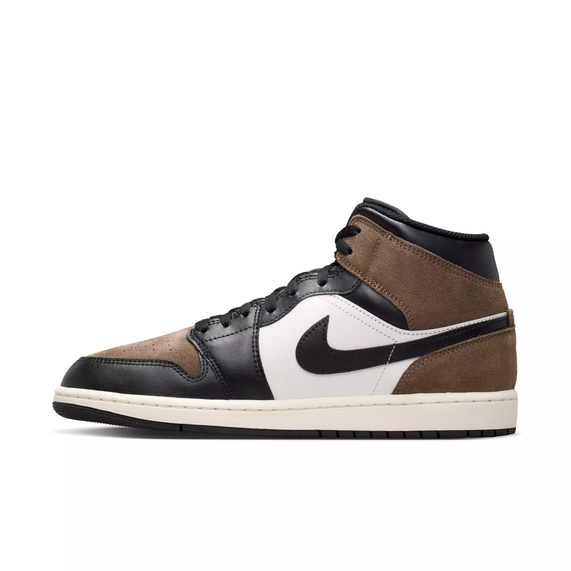 Jordan 1 Mid "Black/Phantom/Palomino/University Red" Men's Shoe - BLACK/BROWN