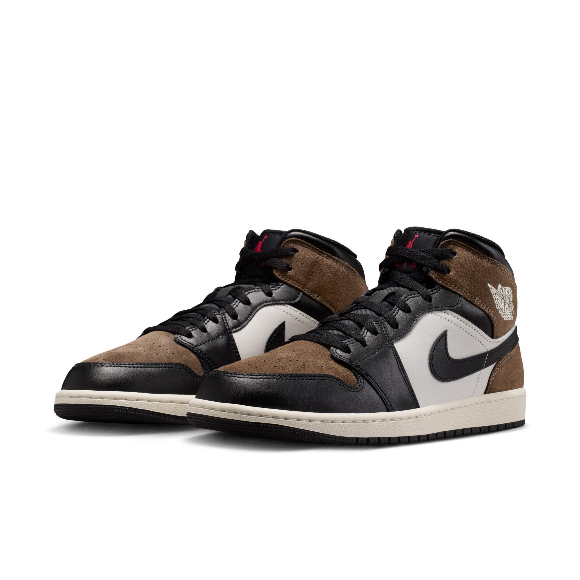 Jordan 1 Mid "Black/Phantom/Palomino/University Red" Men's Shoe - BLACK/BROWN Thumbnail View 5