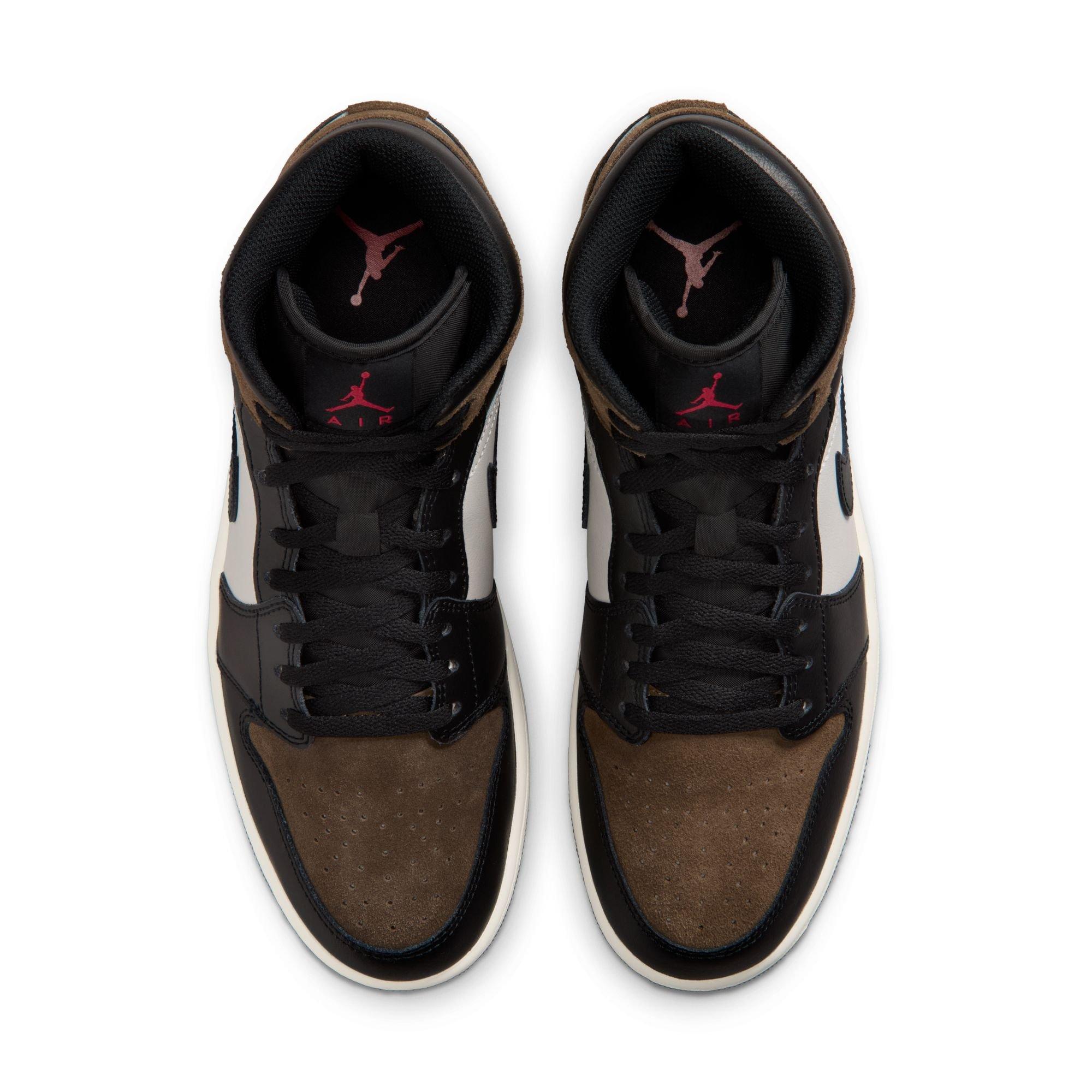 Jordan 1 Mid "Black/Phantom/Palomino/University Red" Men's Shoe - BLACK/BROWN Thumbnail View 6