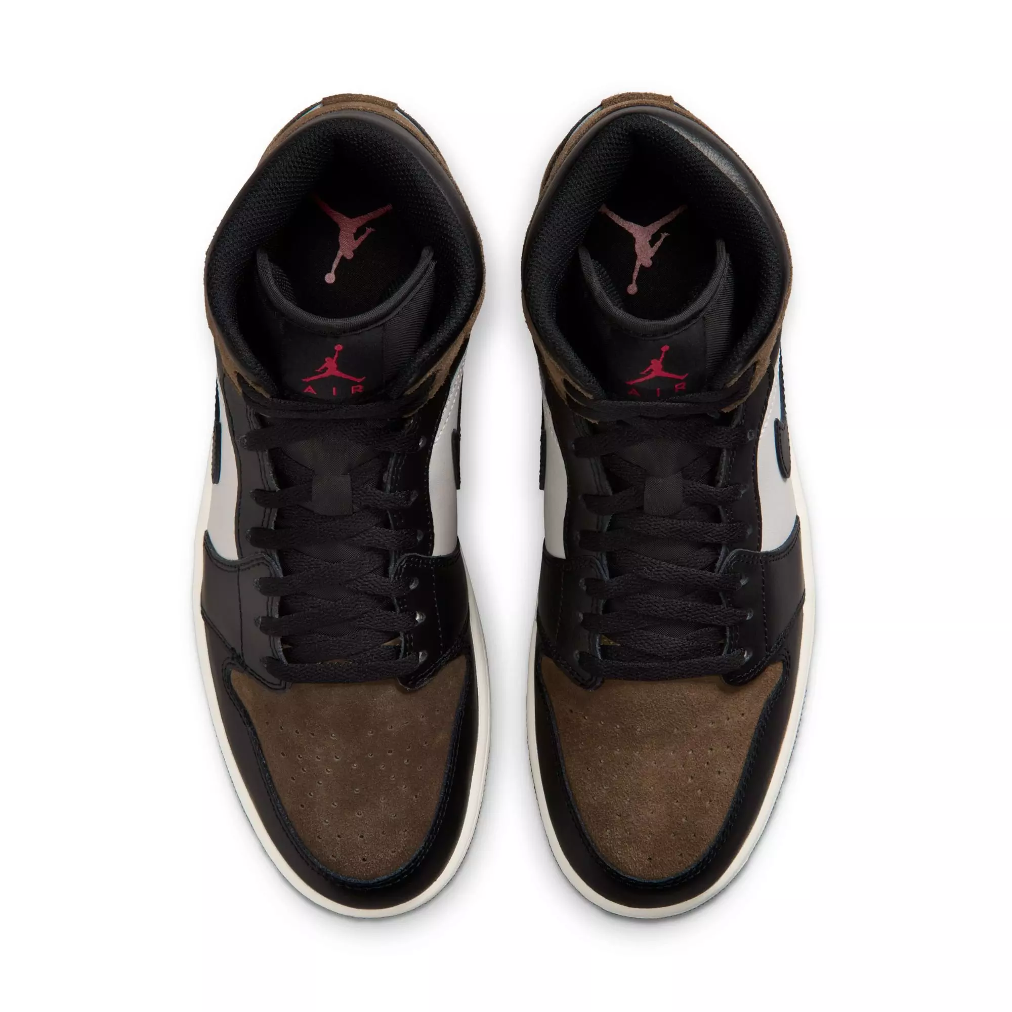 Jordan 1 Mid "Black/Phantom/Palomino/University Red" Men's Shoe - BLACK/BROWN