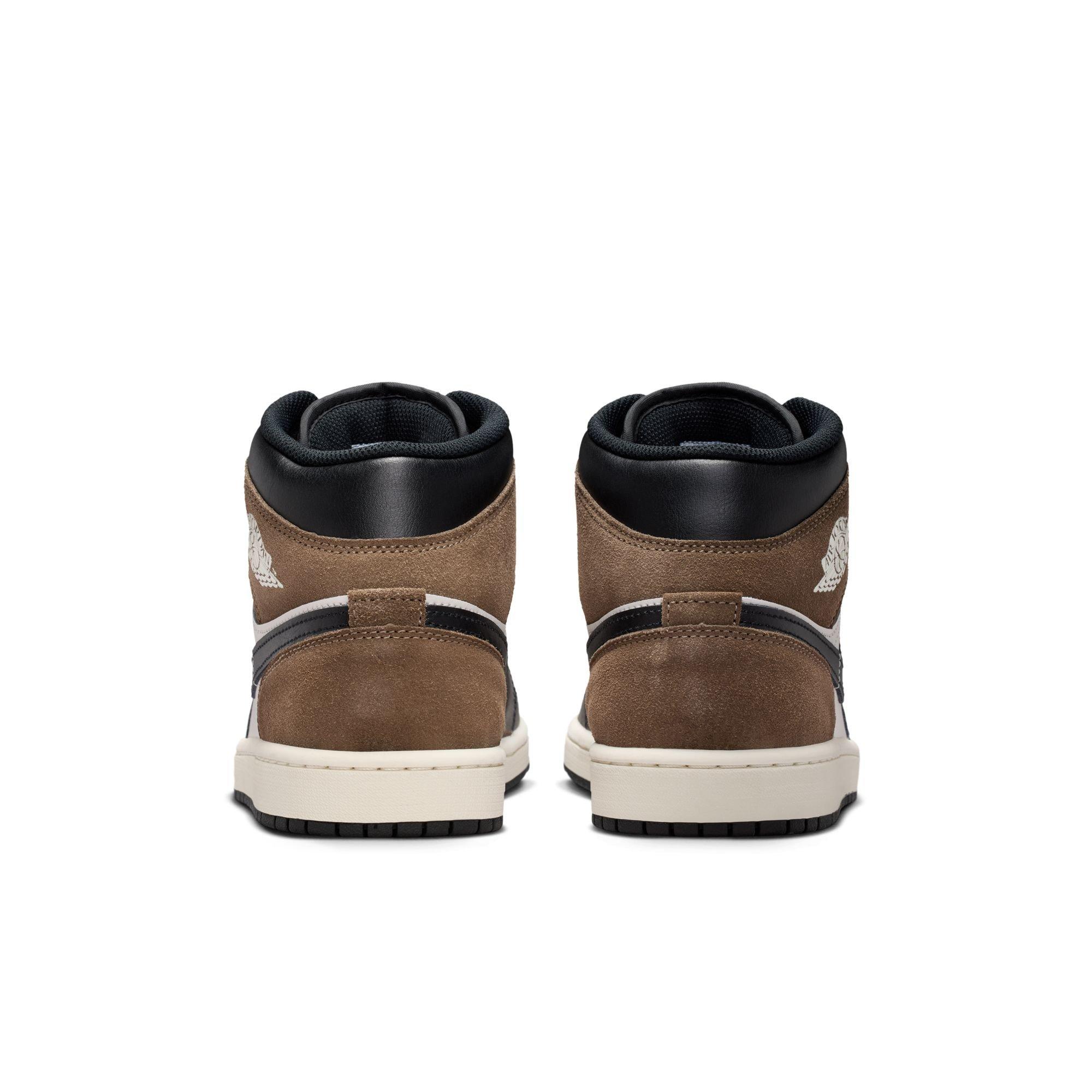 Jordan 1 Mid "Black/Phantom/Palomino/University Red" Men's Shoe - BLACK/BROWN Thumbnail View 7
