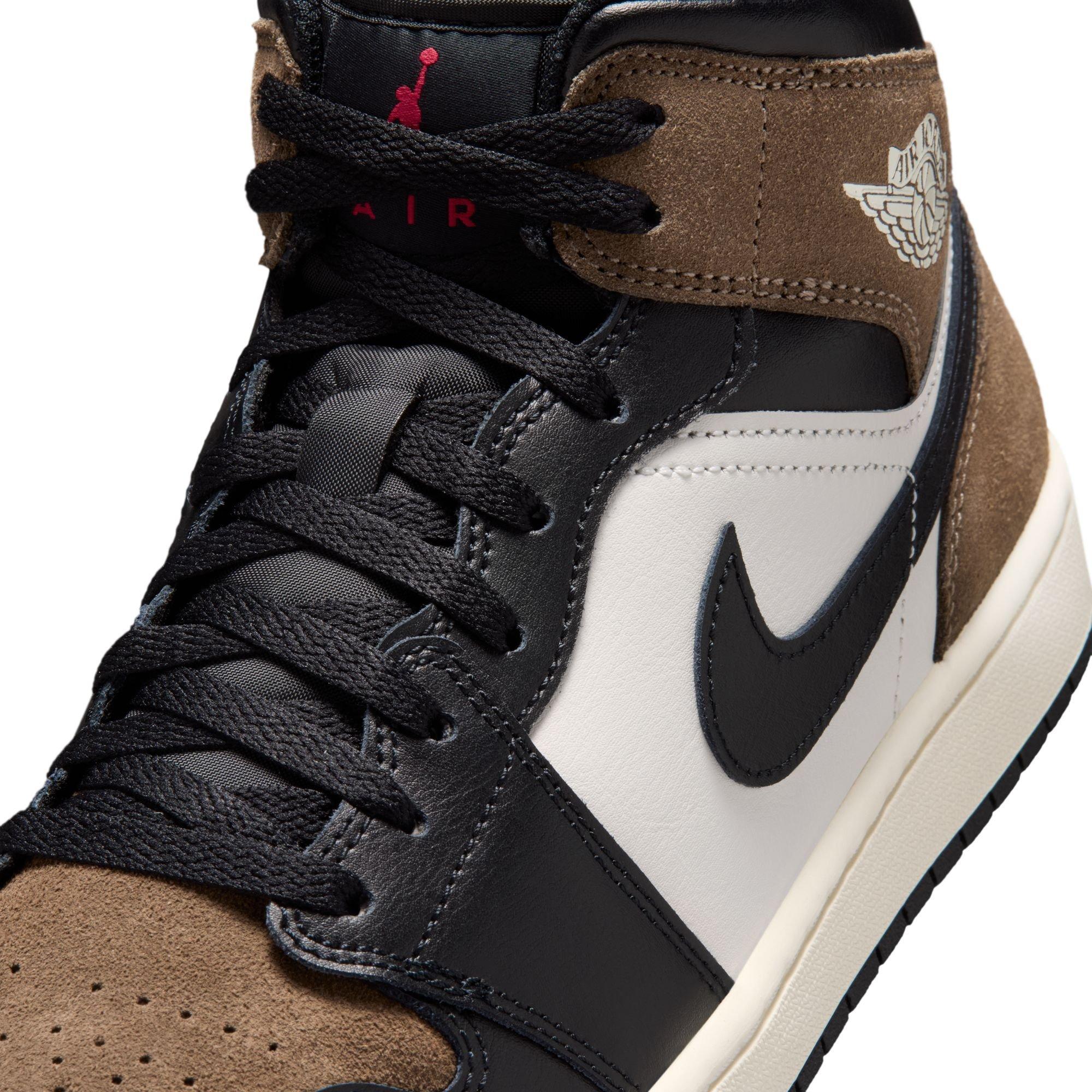 Jordan 1 Mid "Black/Phantom/Palomino/University Red" Men's Shoe - BLACK/BROWN Thumbnail View 10