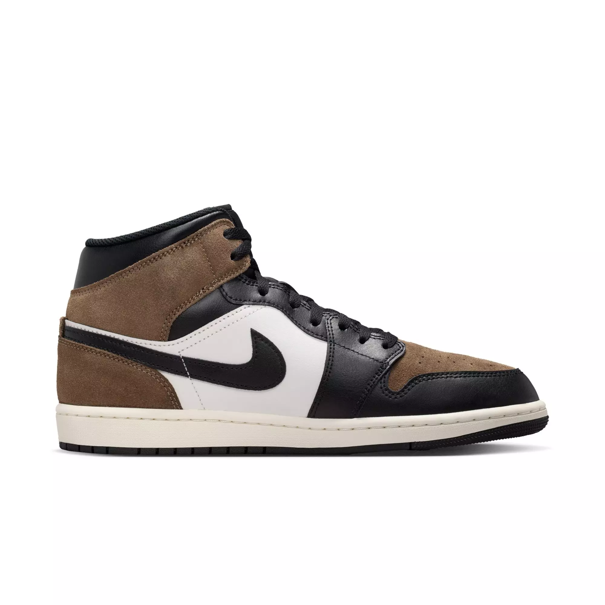 Jordan 1 Mid "Black/Phantom/Palomino/University Red" Men's Shoe - BLACK/BROWN