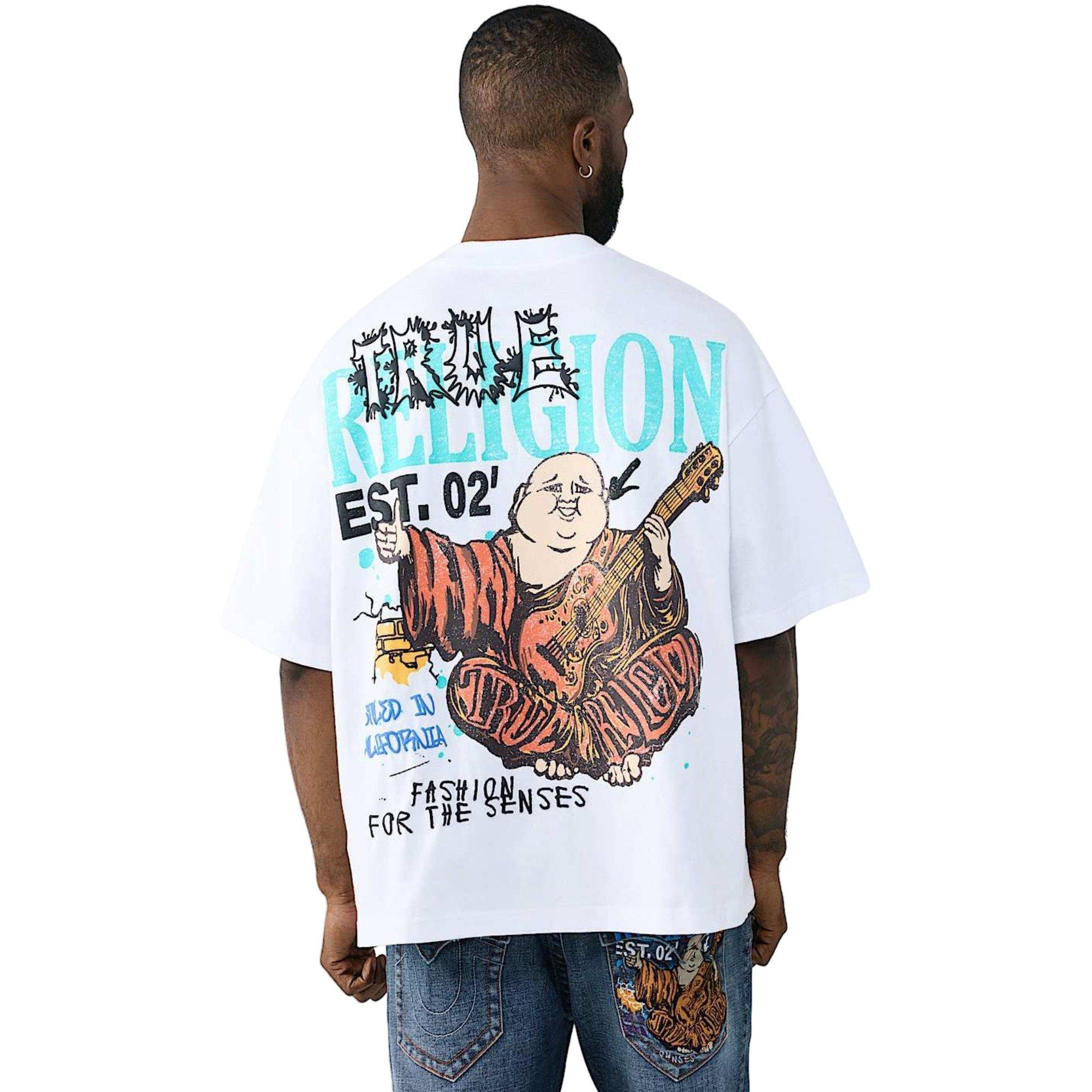 True Religion Men's Concert Buddha Heavyweight Oversized Tee - WHITE Thumbnail View 2