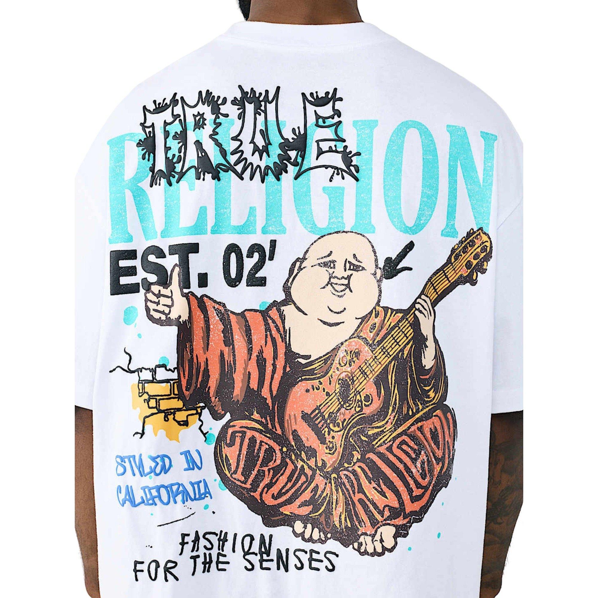 True Religion Men's Concert Buddha Heavyweight Oversized Tee - WHITE Thumbnail View 3