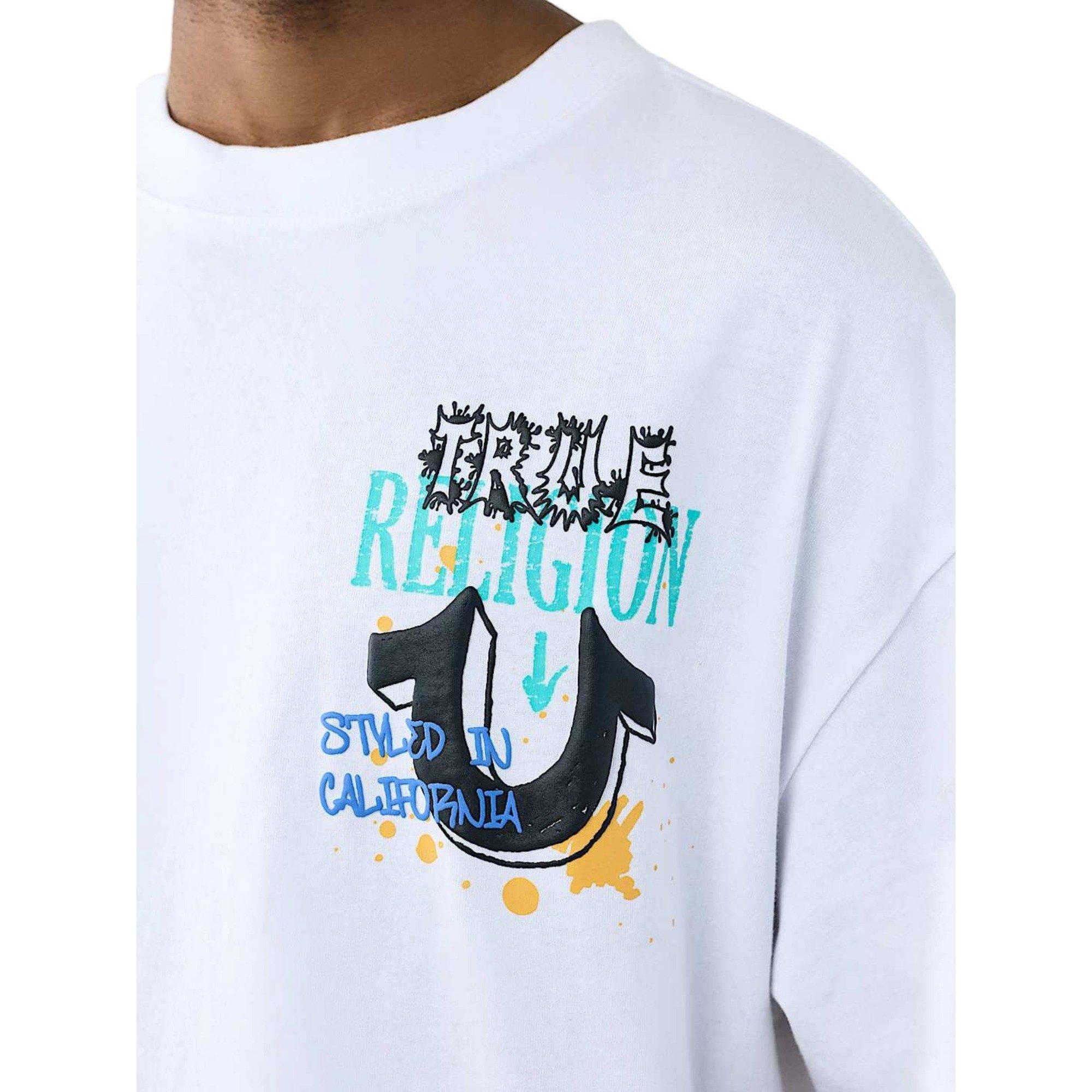 True Religion Men's Concert Buddha Heavyweight Oversized Tee - WHITE Thumbnail View 4