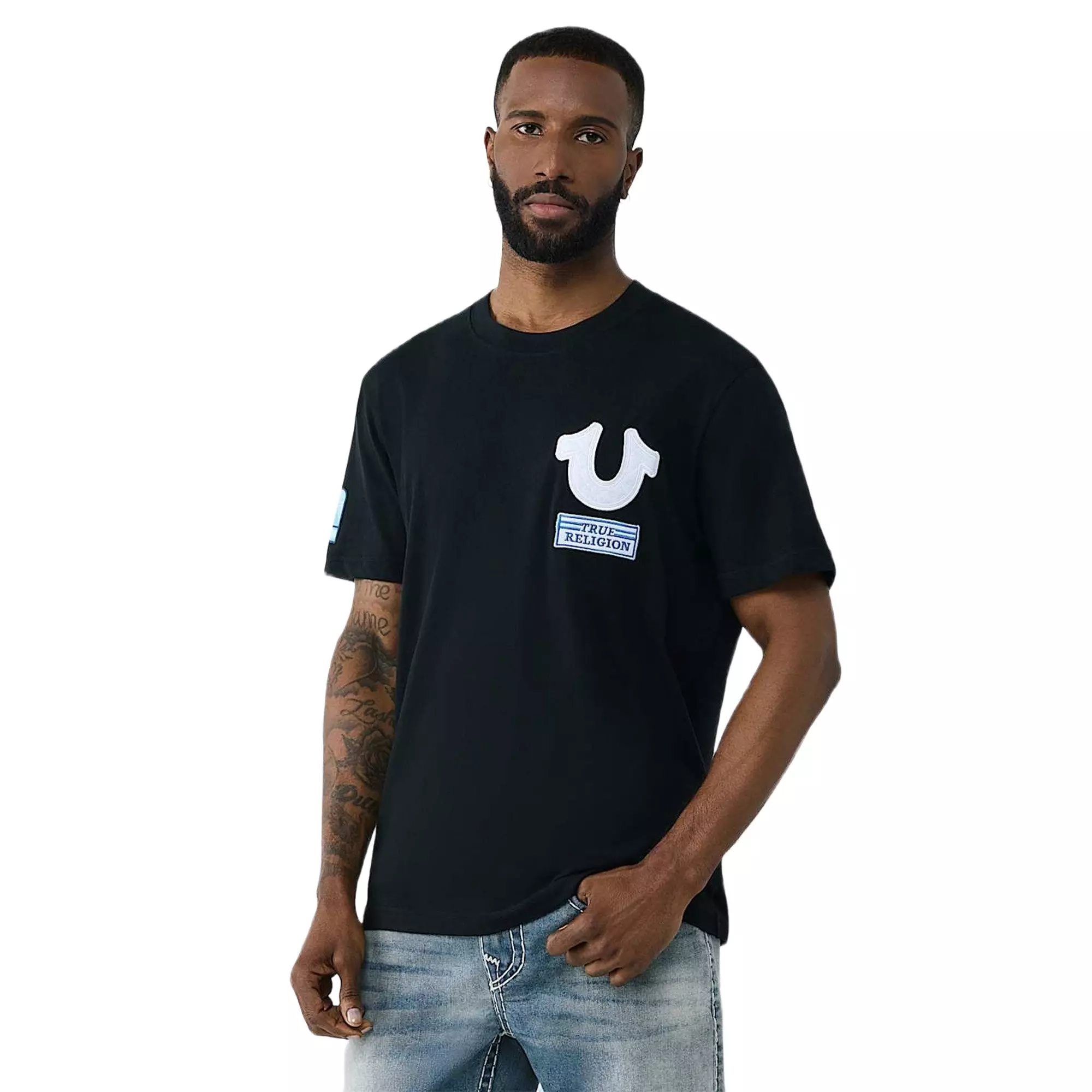 True Religion Men's Horseshoe Repeat Tee - BLACK
