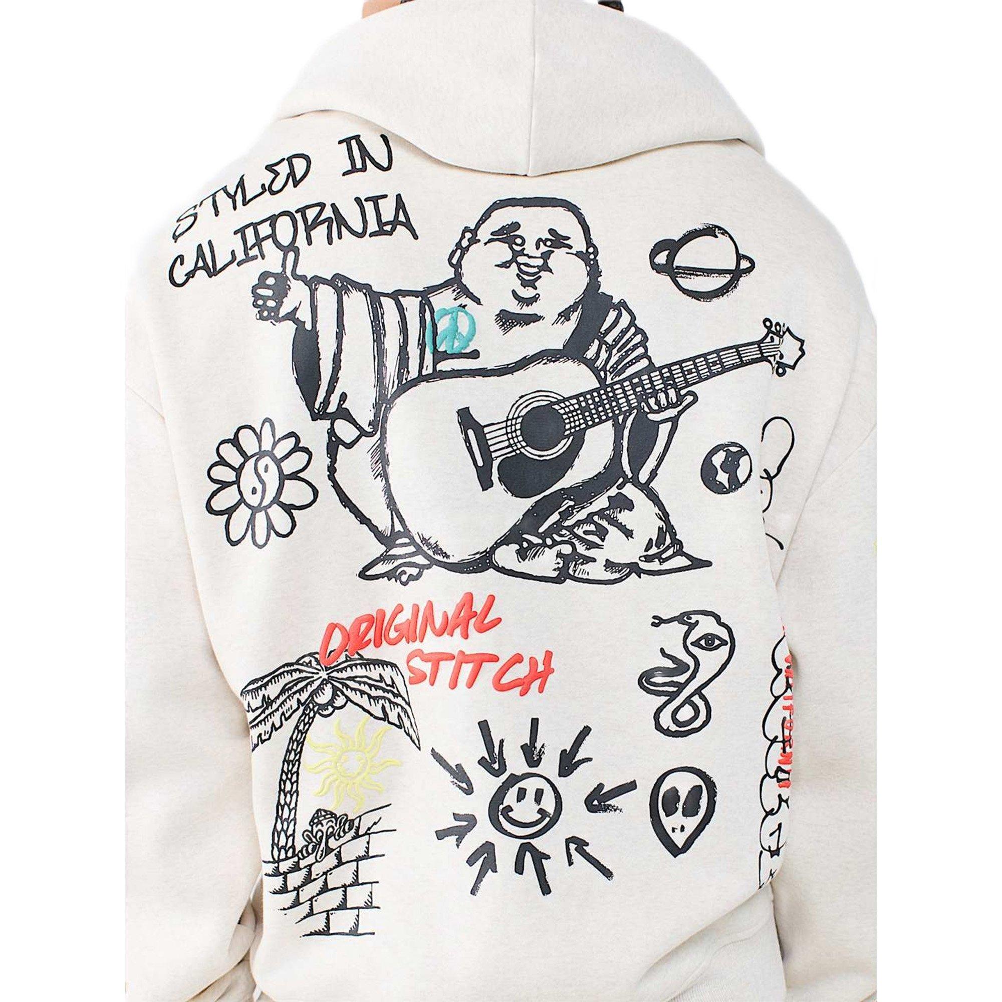 True Religion Men's Sketched Logo Boxy Hoodie - SAND Thumbnail View 5