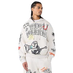 True Religion Men's Sketched Logo Boxy Hoodie