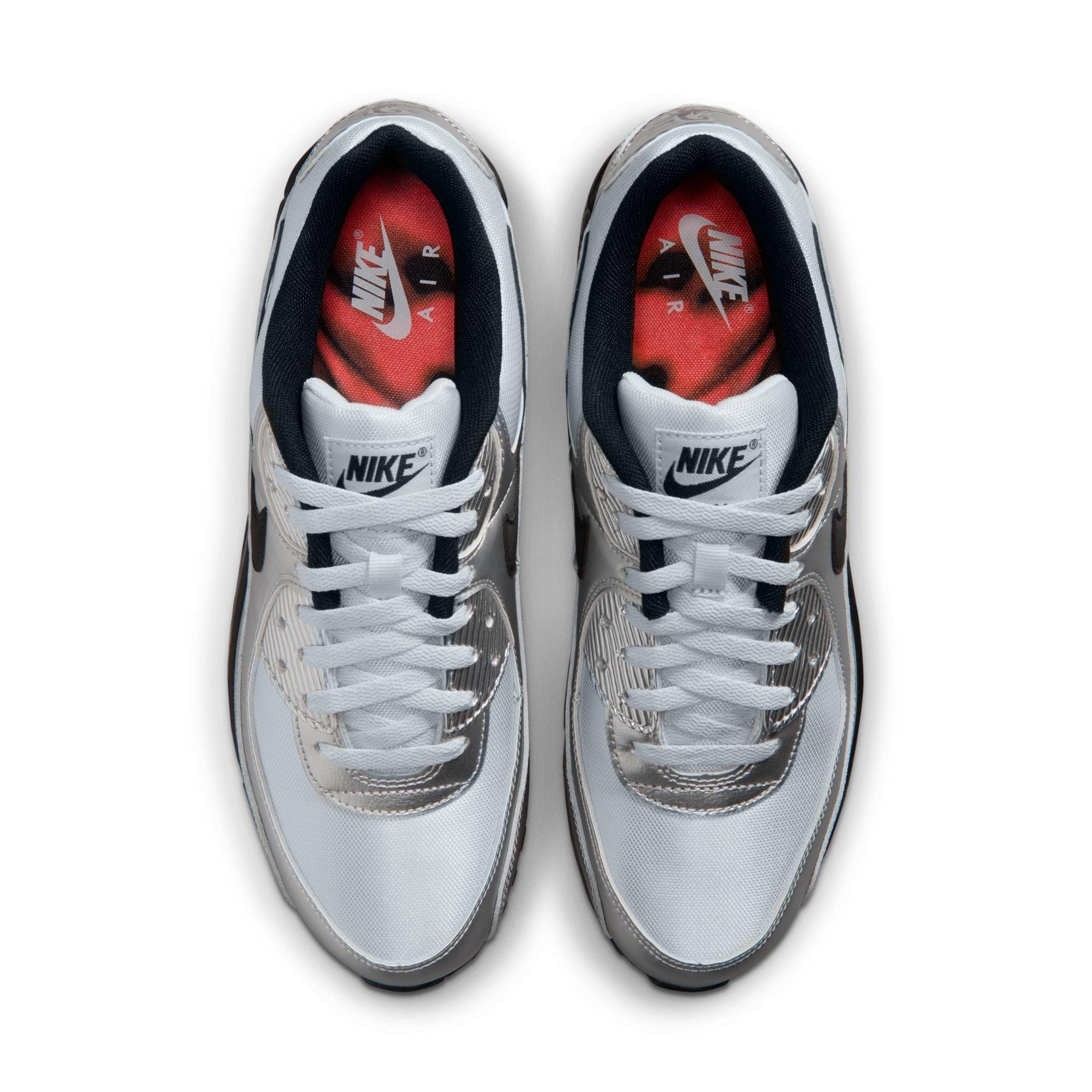 Nike Air Max 90 Premium "Chrome/Black/Gamma Blue" Men's Shoe - SILVER/BLUE Thumbnail View 6