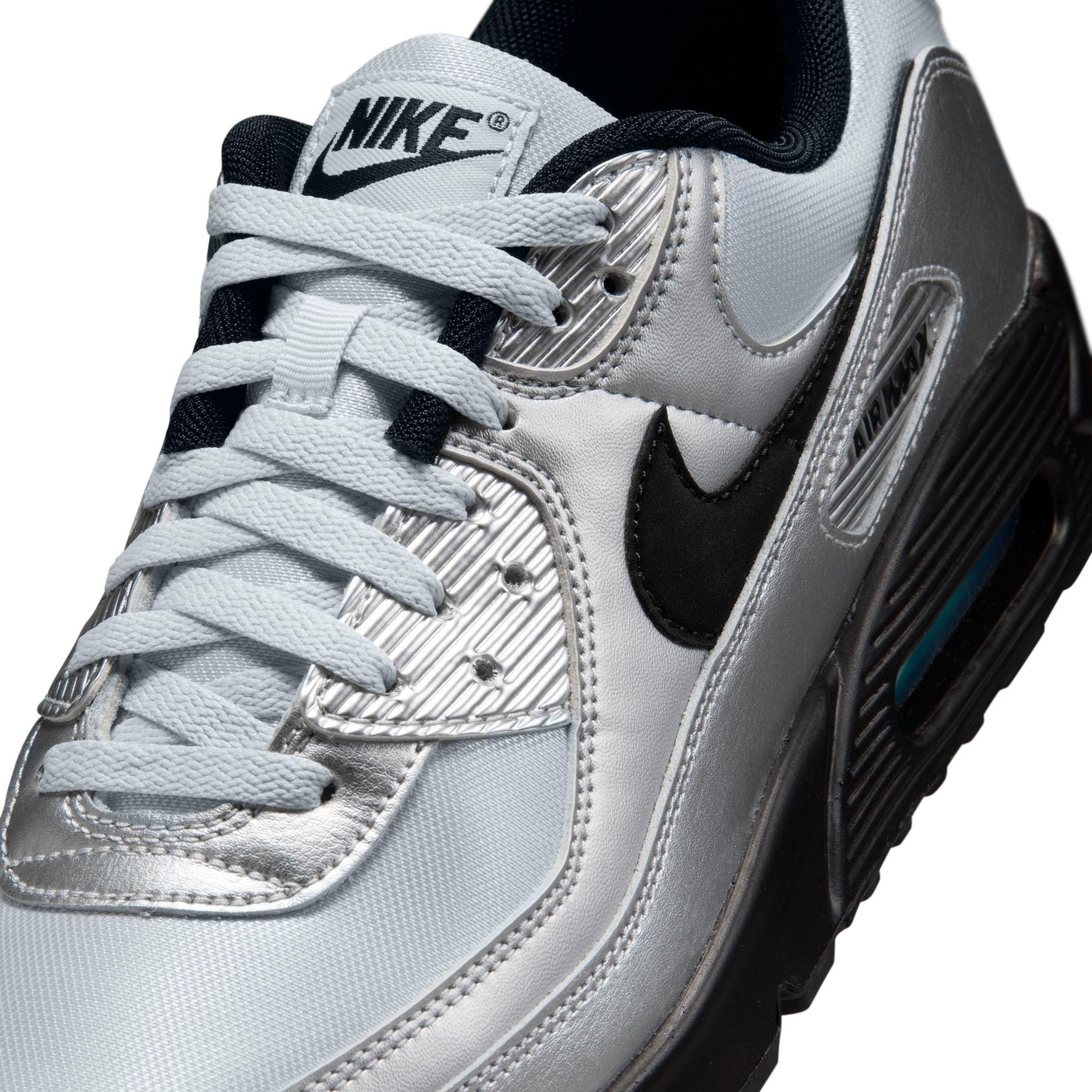 Nike Air Max 90 Premium "Chrome/Black/Gamma Blue" Men's Shoe - SILVER/BLUE Thumbnail View 9