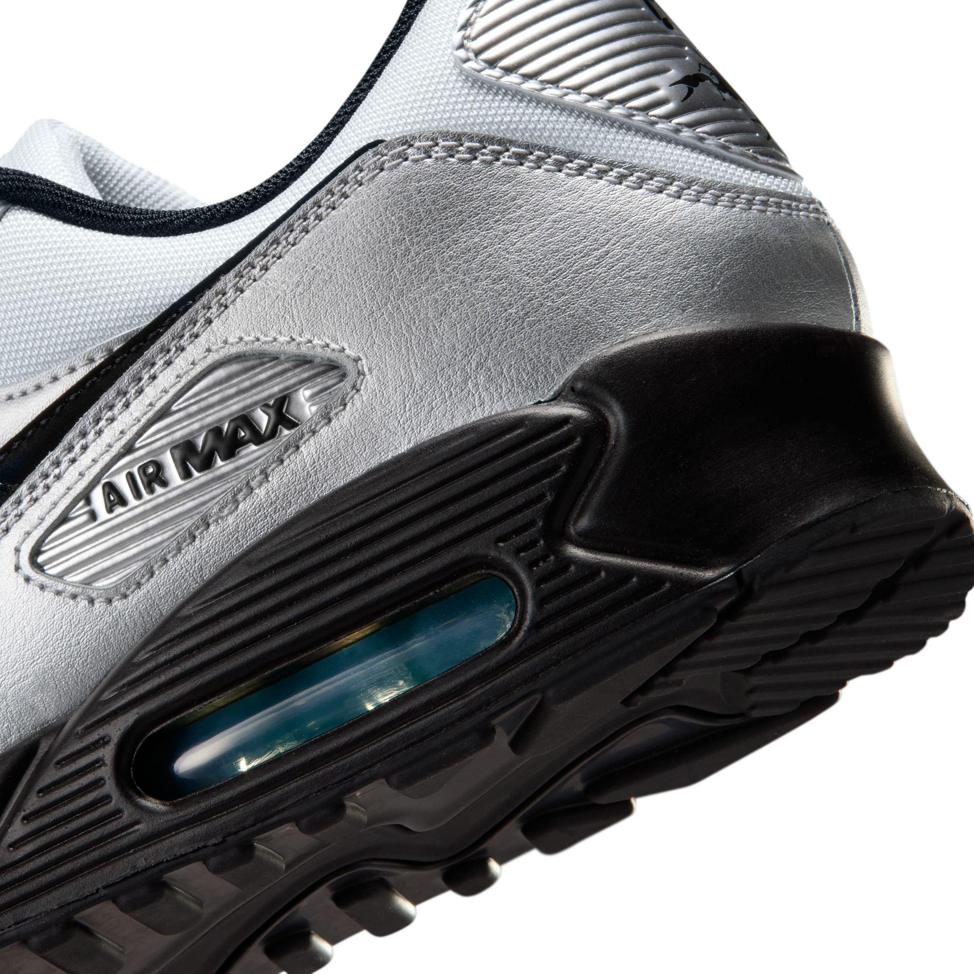Nike Air Max 90 Premium "Chrome/Black/Gamma Blue" Men's Shoe - SILVER/BLUE Thumbnail View 10