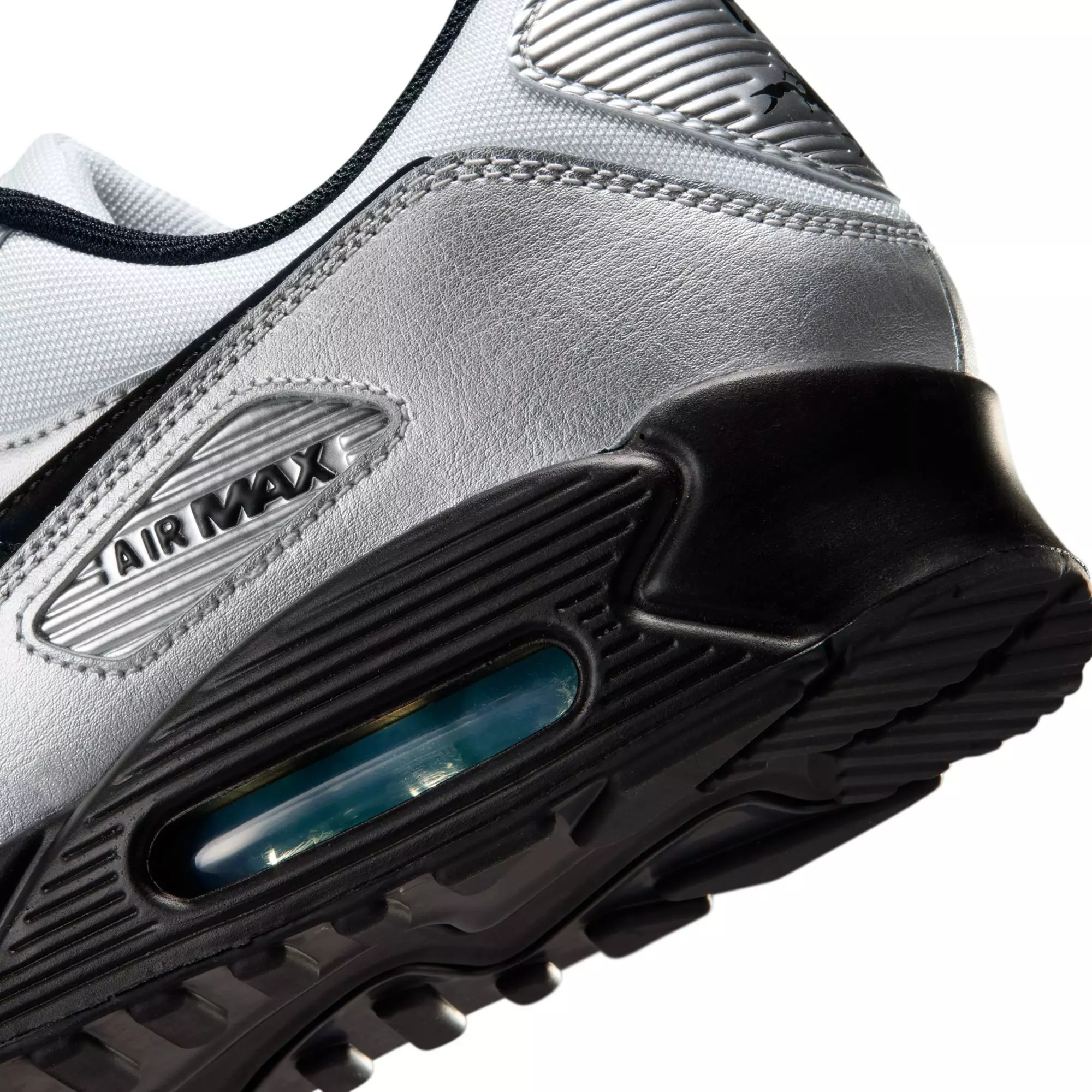 Nike Air Max 90 Premium "Chrome/Black/Gamma Blue" Men's Shoe - SILVER/BLUE