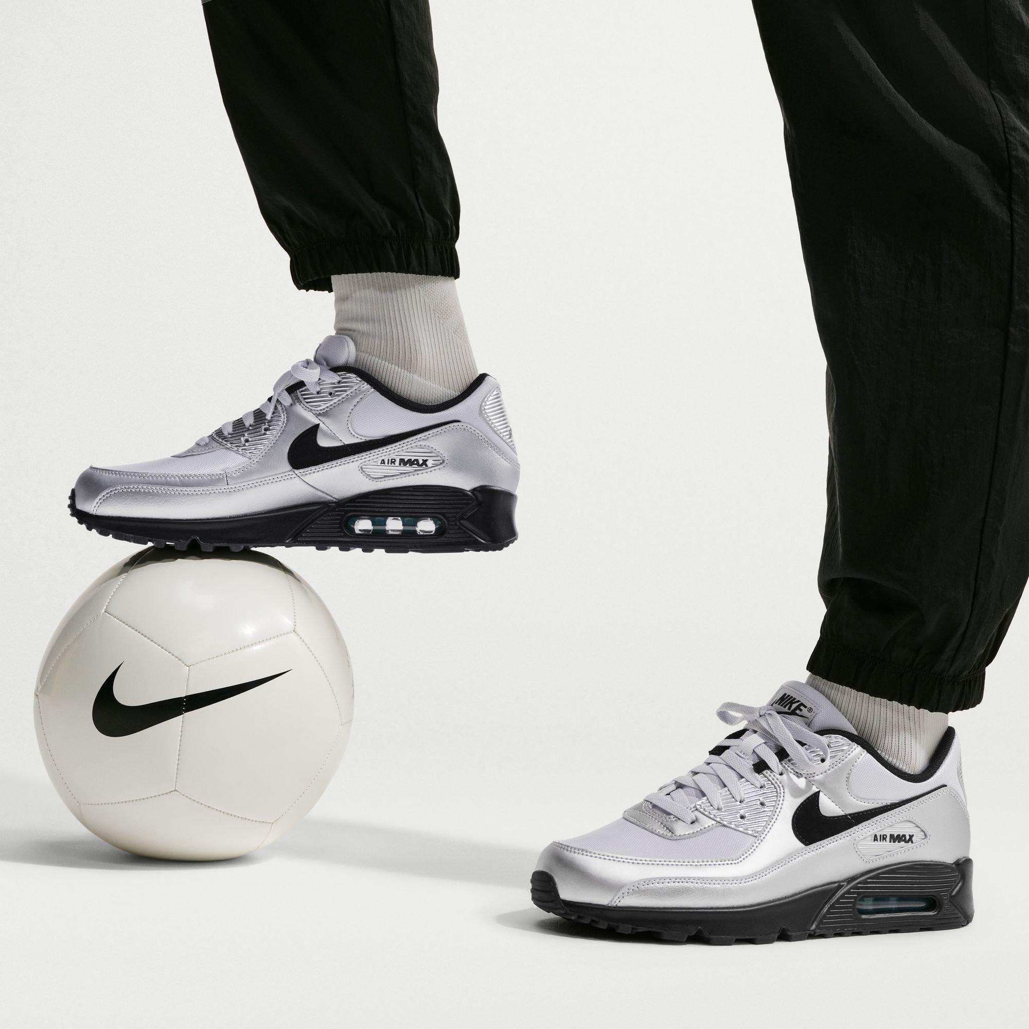 Nike Air Max 90 Premium "Chrome/Black/Gamma Blue" Men's Shoe - SILVER/BLUE Thumbnail View 11