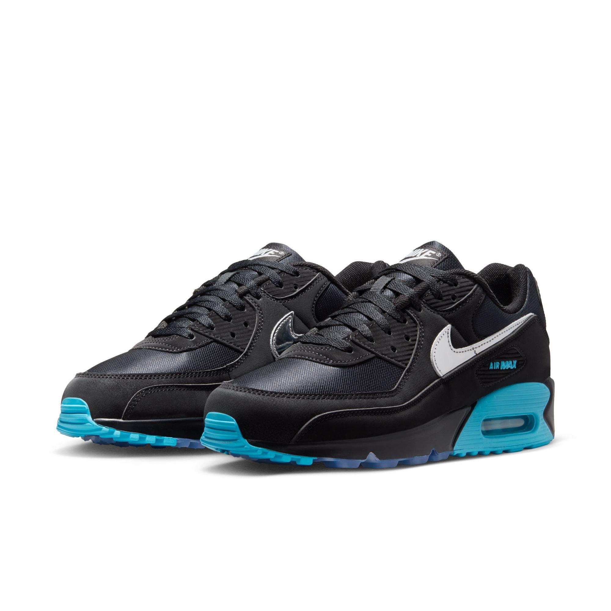 Nike Air Max 90 Premium "Black/Chrome/Gamma Blue/Ice" Men's Shoe - BLACK/BLUE Thumbnail View 5