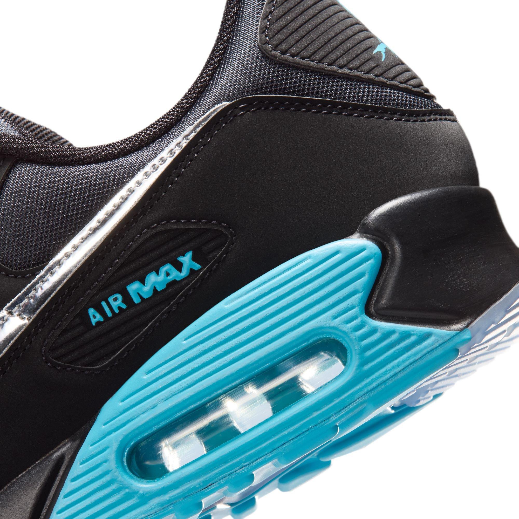 Nike Air Max 90 Premium "Black/Chrome/Gamma Blue/Ice" Men's Shoe - BLACK/BLUE Thumbnail View 11