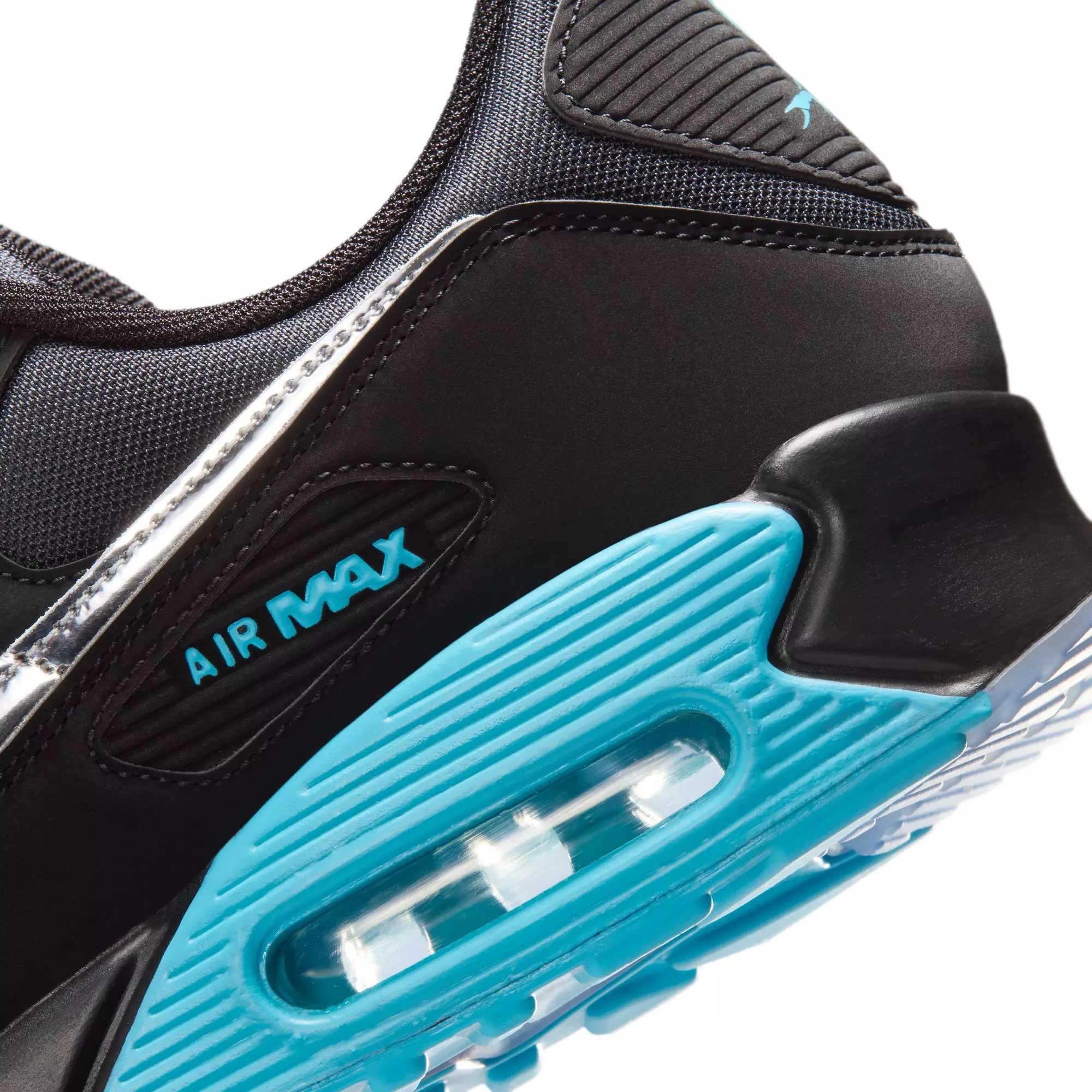 Nike Air Max 90 Premium "Black/Chrome/Gamma Blue/Ice" Men's Shoe - BLACK/BLUE