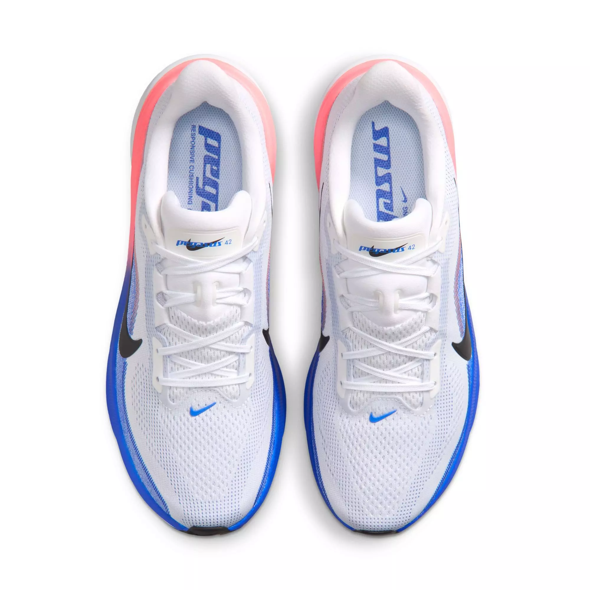 Nike Pegasus 42 "White/Black/Racer Blue/Atomic Pink" Men's Road Running Shoe - WHITE/ORANGE