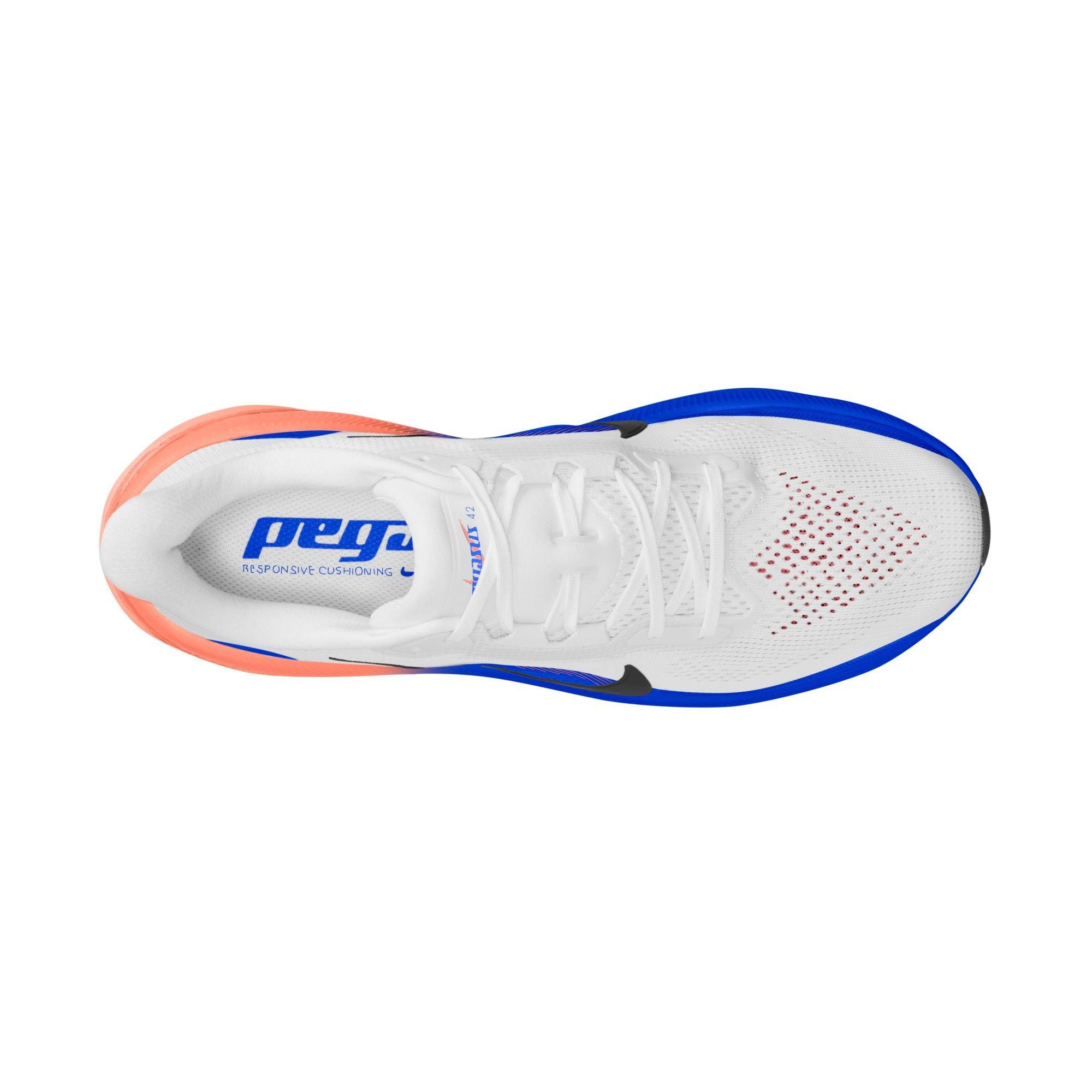 Nike Pegasus 42 "White/Black/Racer Blue/Atomic Pink" Men's Road Running Shoe - WHITE/ORANGE Thumbnail View 8