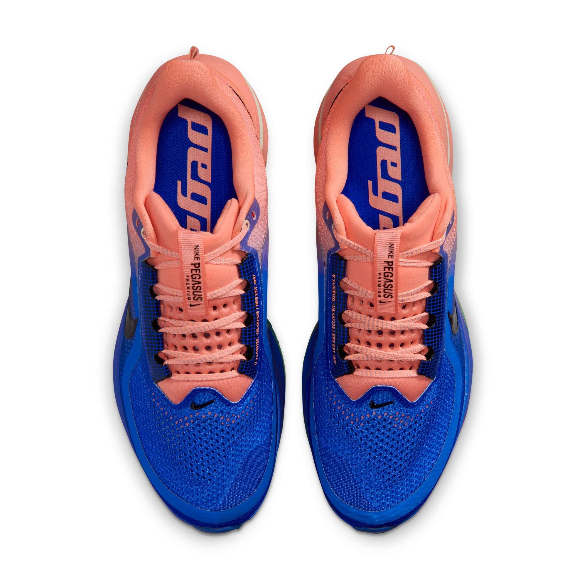Nike Pegasus Premium "Racer Blue/Black/Atomic Pink/Volt Tint" Men's Running Shoe - WHITE/ORANGE Thumbnail View 6