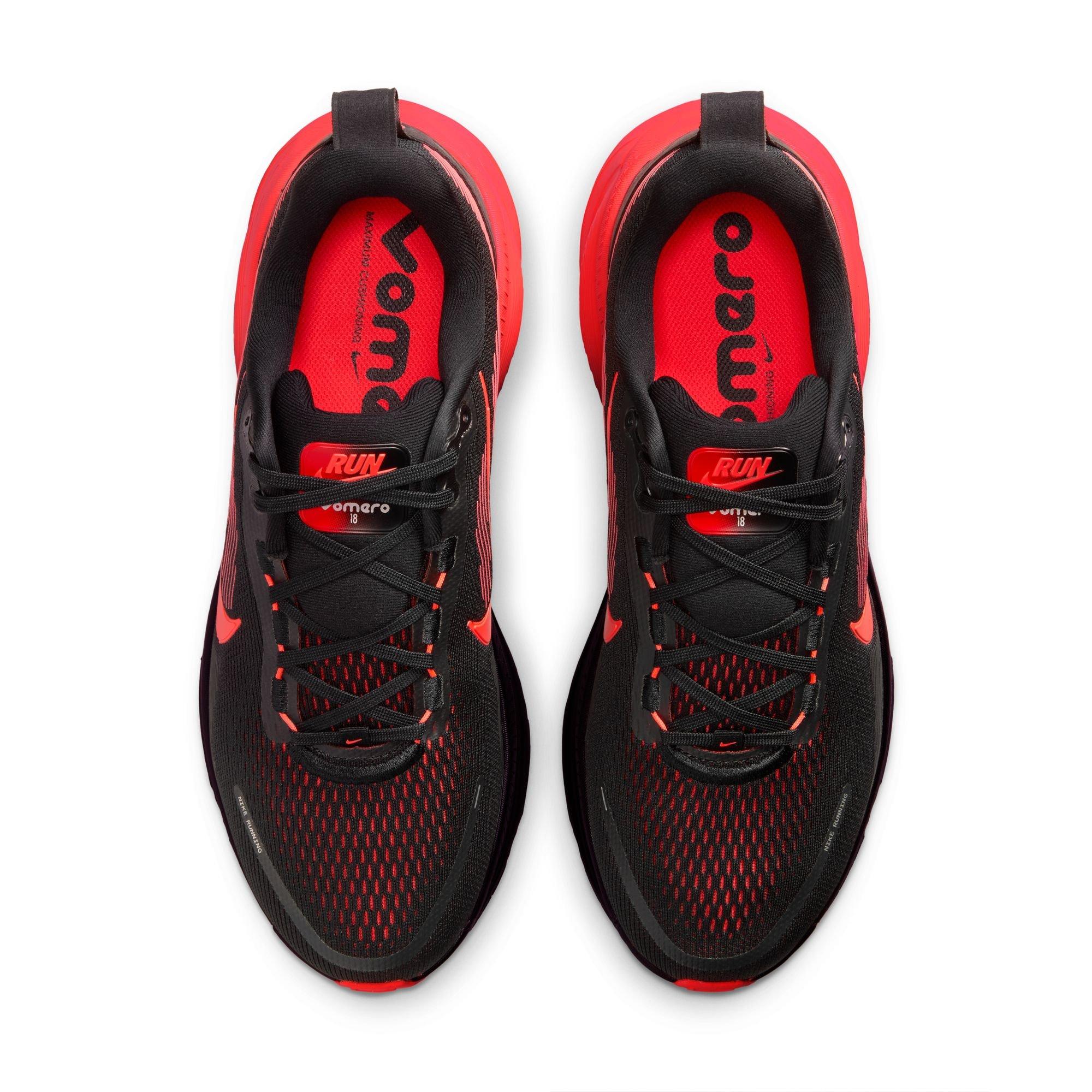 Nike Vomero 18 "Black/Bright Crimson/University Red" Men's Road Running Shoe - BLACK/RED Thumbnail View 6