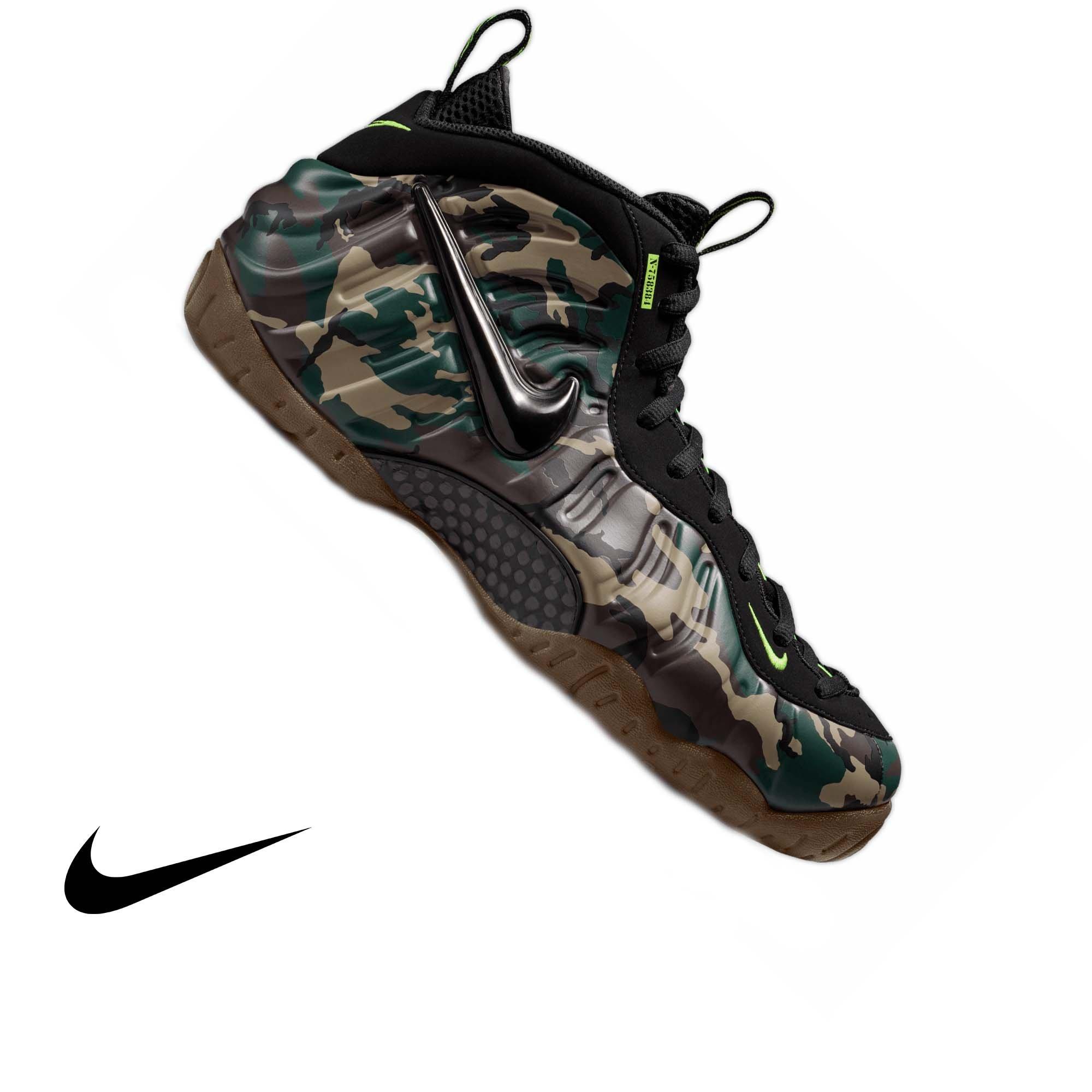 Nike Air Foamposite Pro Premium "Green Camo" Men's Shoe - BLACK/VOLTAGE GREEN/GUM DARK BROWN