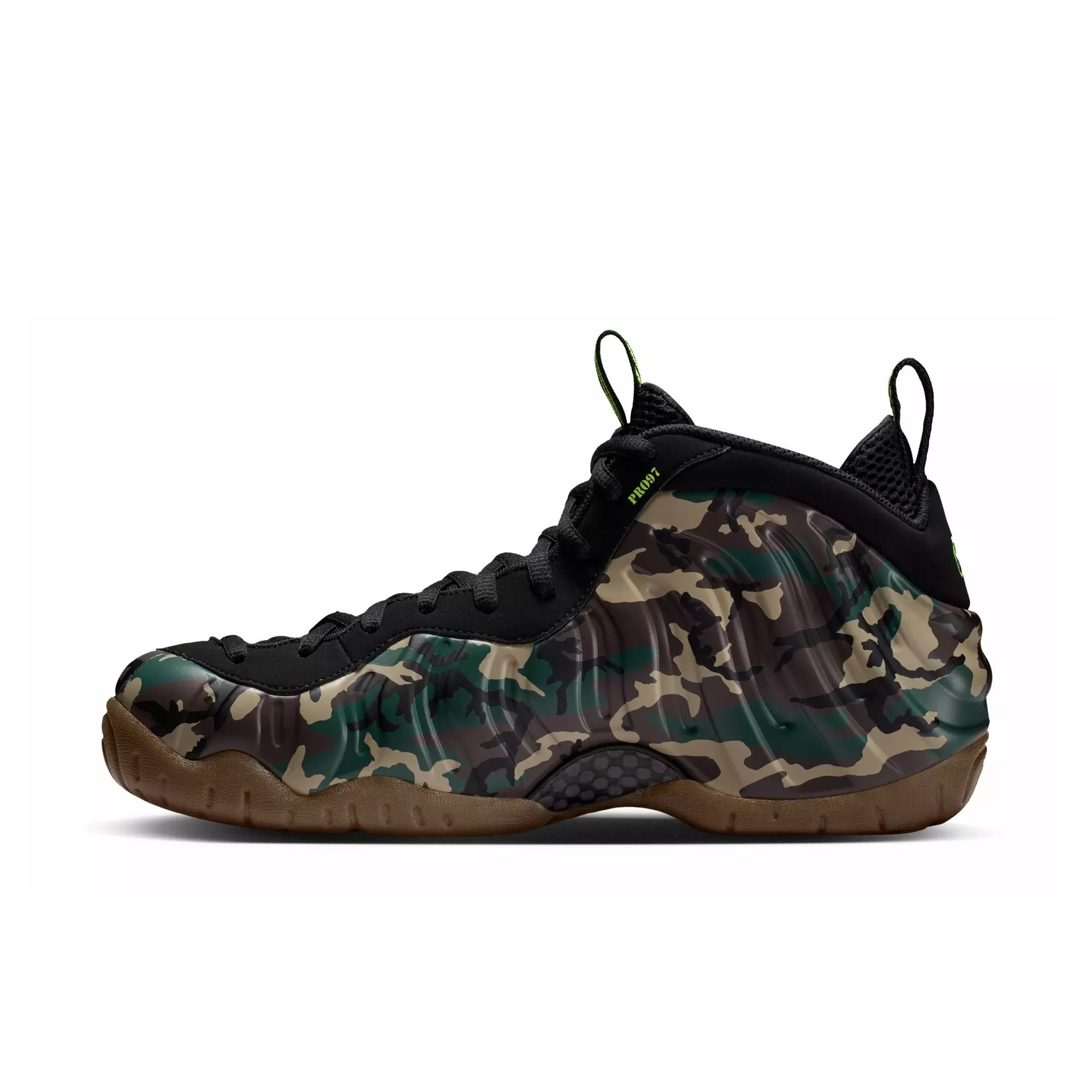 Nike Air Foamposite Pro Premium "Green Camo" Men's Shoe - BLACK/VOLTAGE GREEN/GUM DARK BROWN