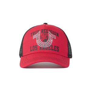 True Religion Crystal Trucker Hat-Red