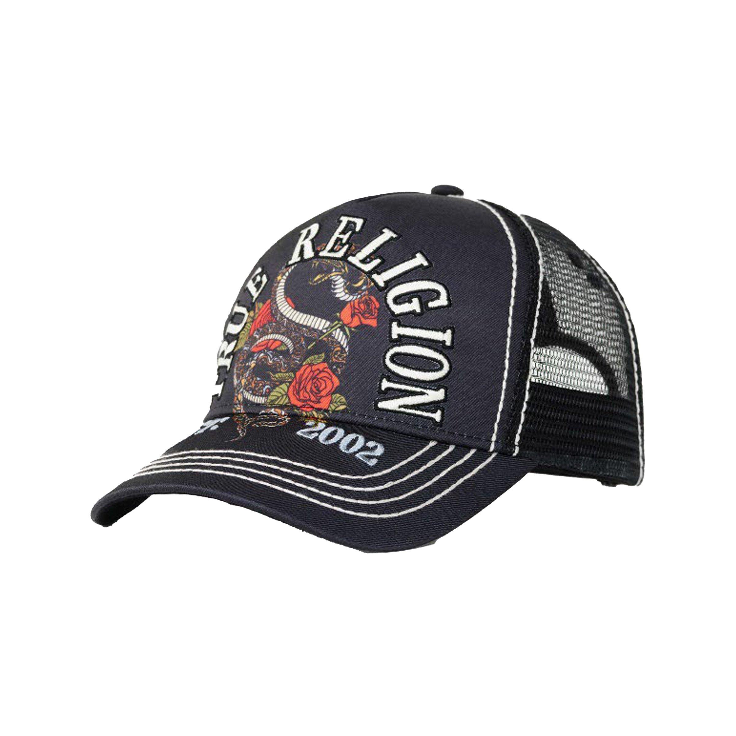 True Religion Snake Trucker Hat-Black - BLACK Thumbnail View 1