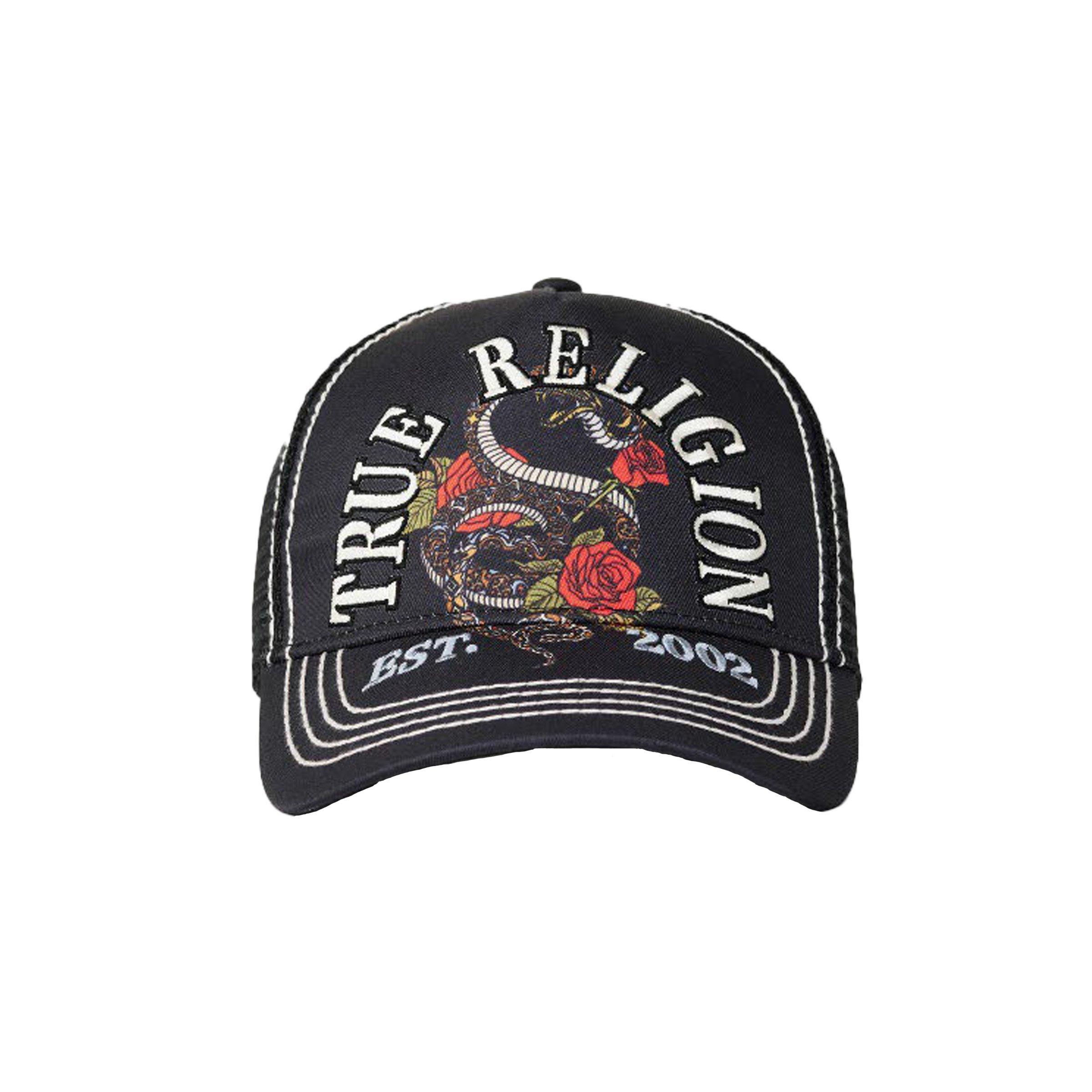 True Religion Snake Trucker Hat-Black - BLACK Thumbnail View 2