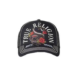 True Religion Snake Trucker Hat-Black