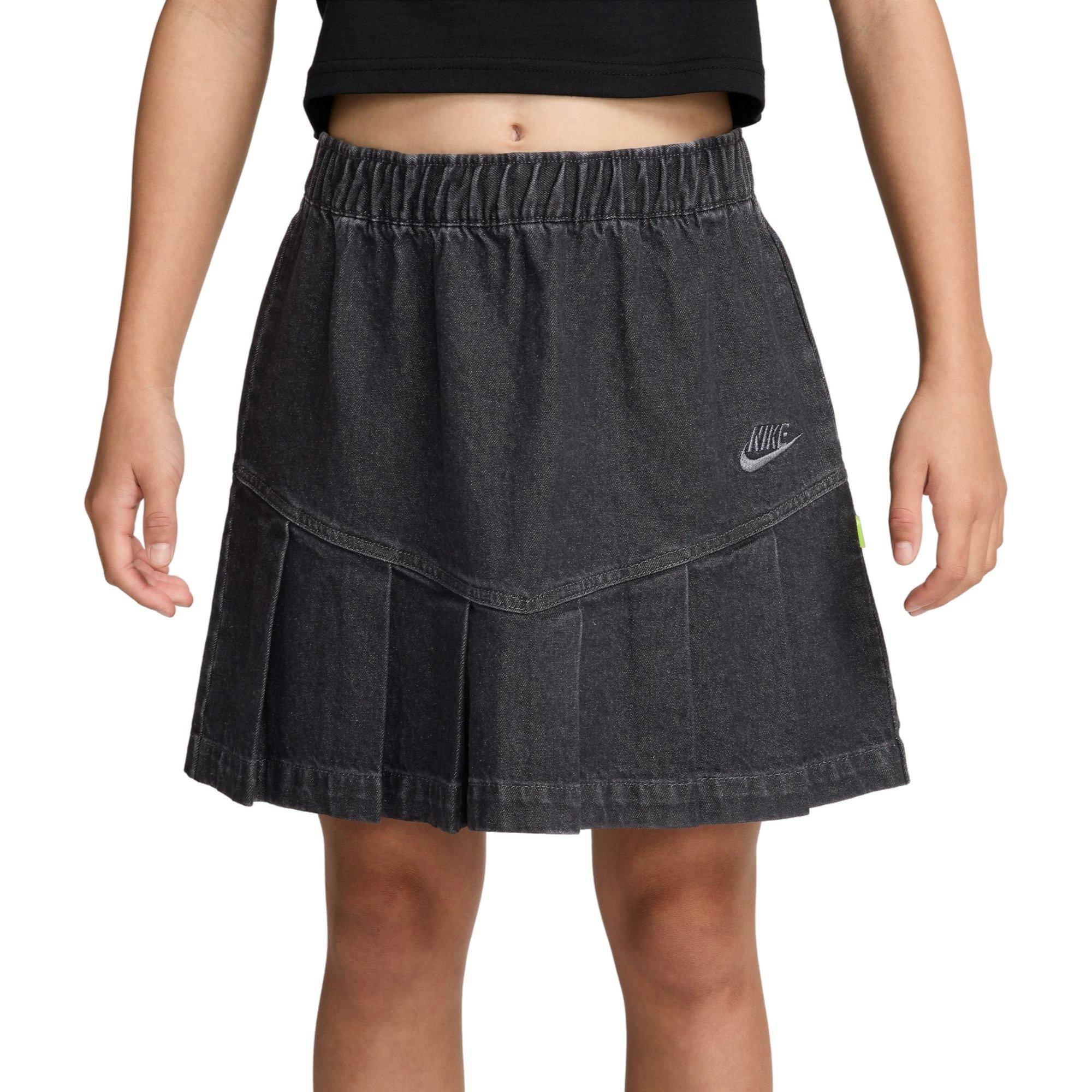 Nike Big Girls' Sportswear Denim Pleated Skirt - GREY Thumbnail View 1