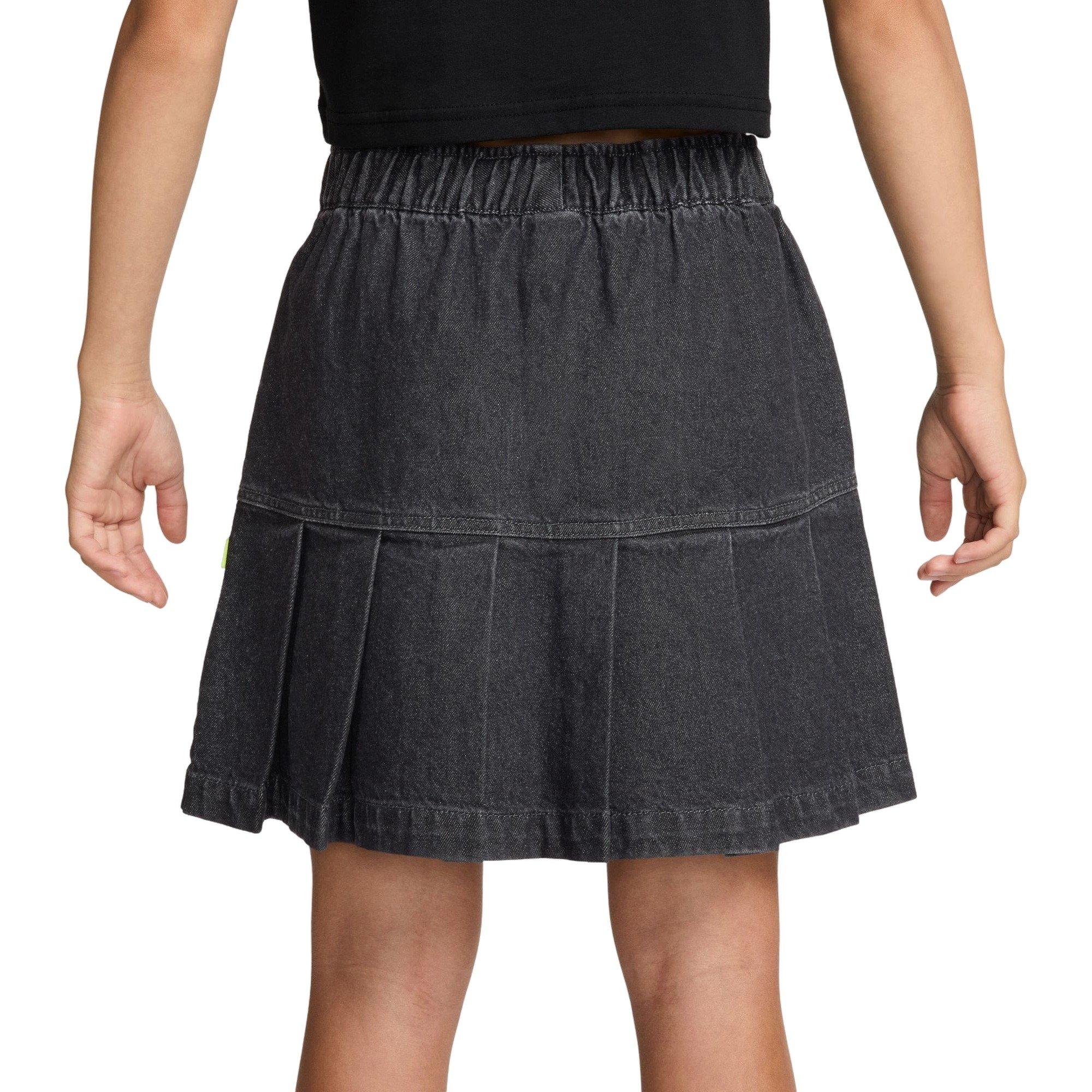Nike Big Girls' Sportswear Denim Pleated Skirt - GREY Thumbnail View 2