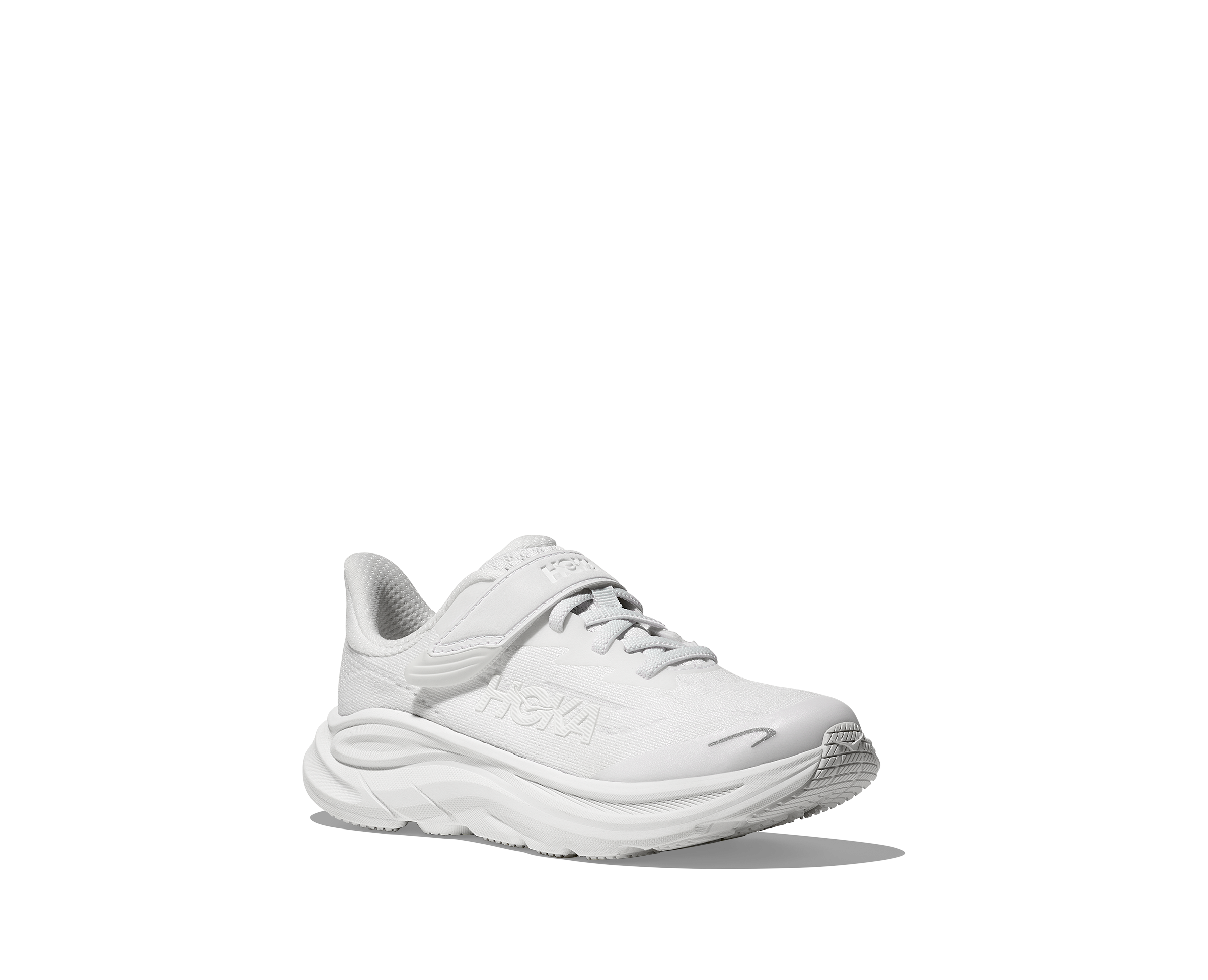 Hoka Clifton 10 "White/White" Preschool Boys' Running Shoe - WHITE Thumbnail View 4