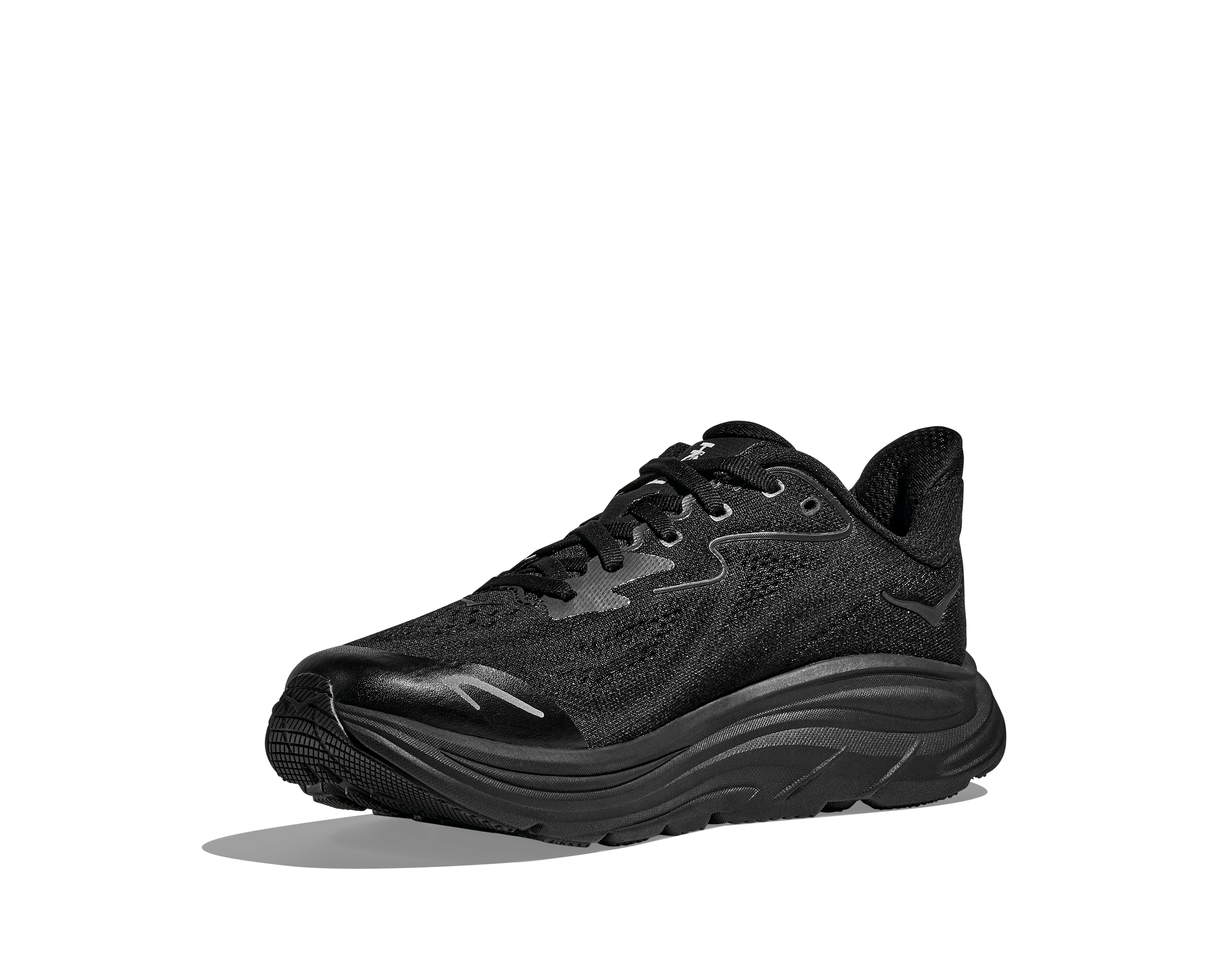 Hoka Clifton 10 "Black/Black" Grade School Boys' Running Shoe - BLACK Thumbnail View 3