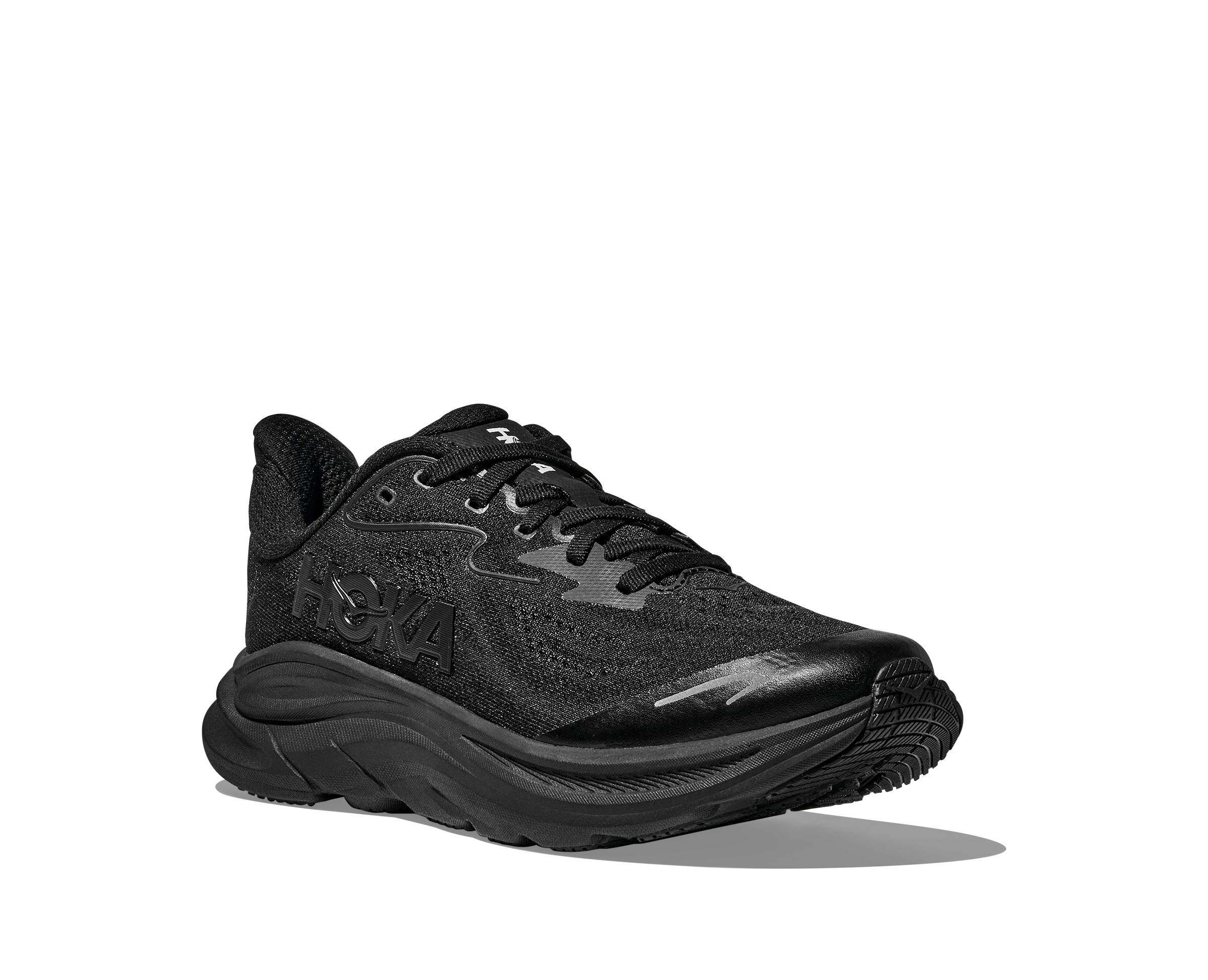 Hoka Clifton 10 "Black/Black" Grade School Boys' Running Shoe - BLACK Thumbnail View 4