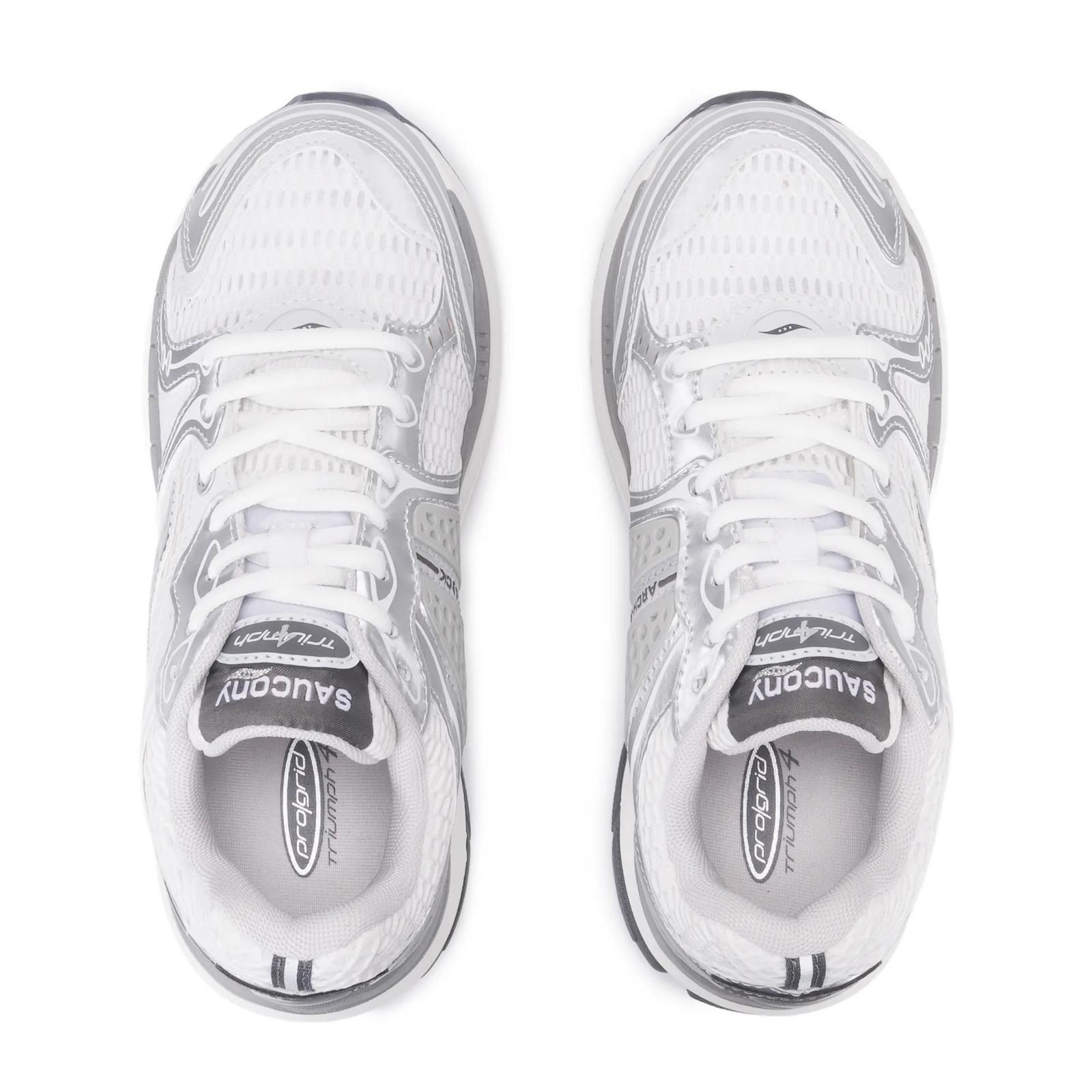 Saucony Triumph 4 KDZ "White/Silver" Grade School Kids' Shoe - WHITE/SILVER