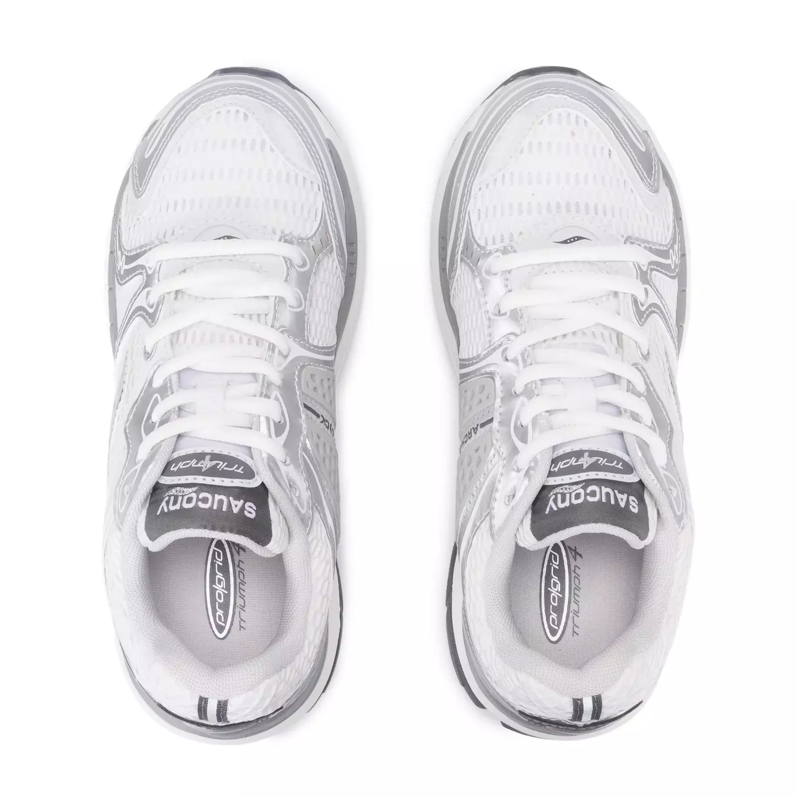 Saucony Triumph 4 KDZ "White/Silver" Grade School Kids' Shoe - WHITE/SILVER