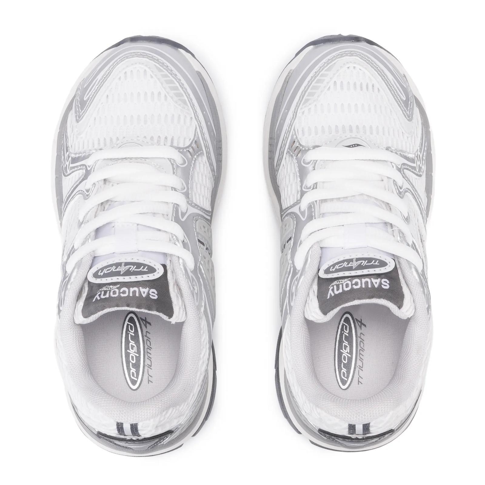 Saucony Triumph 4 KDZ "White/Silver" Preschool Kids' Shoe - WHITE/SILVER