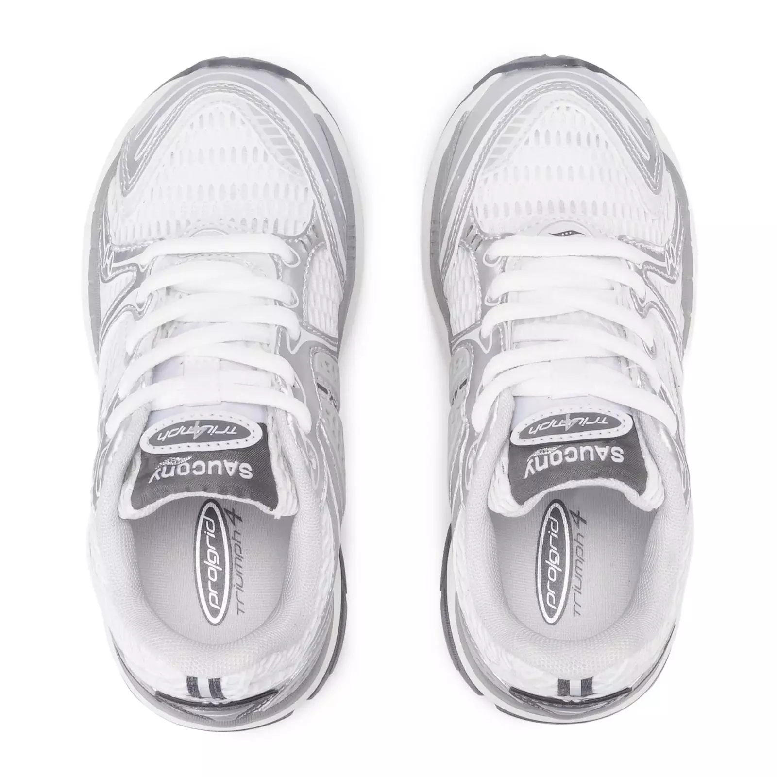 Saucony Triumph 4 KDZ "White/Silver" Preschool Kids' Shoe - WHITE/SILVER