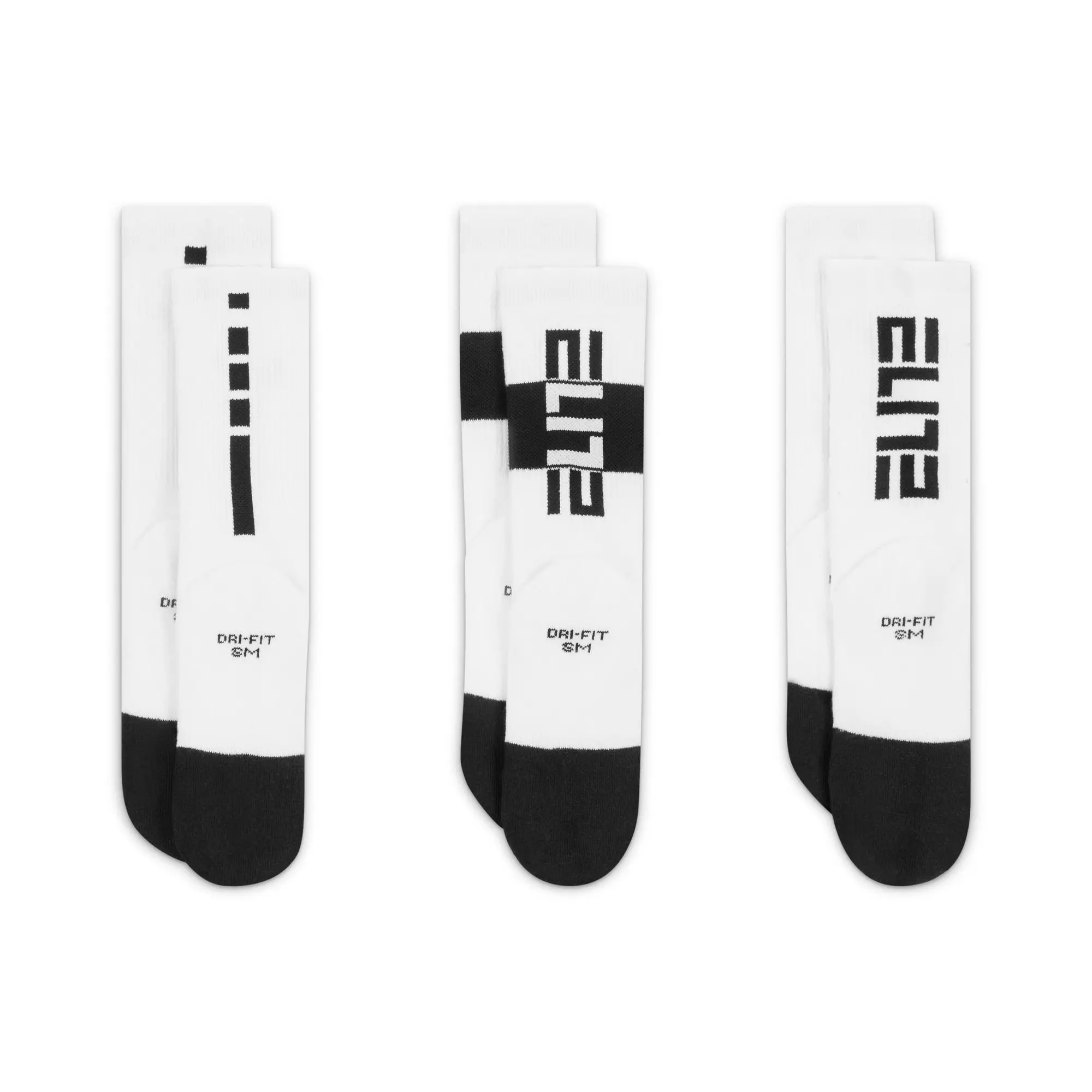 Nike Big Kids' Elite Basketball Crew Socks (3 Pairs) - WHITE