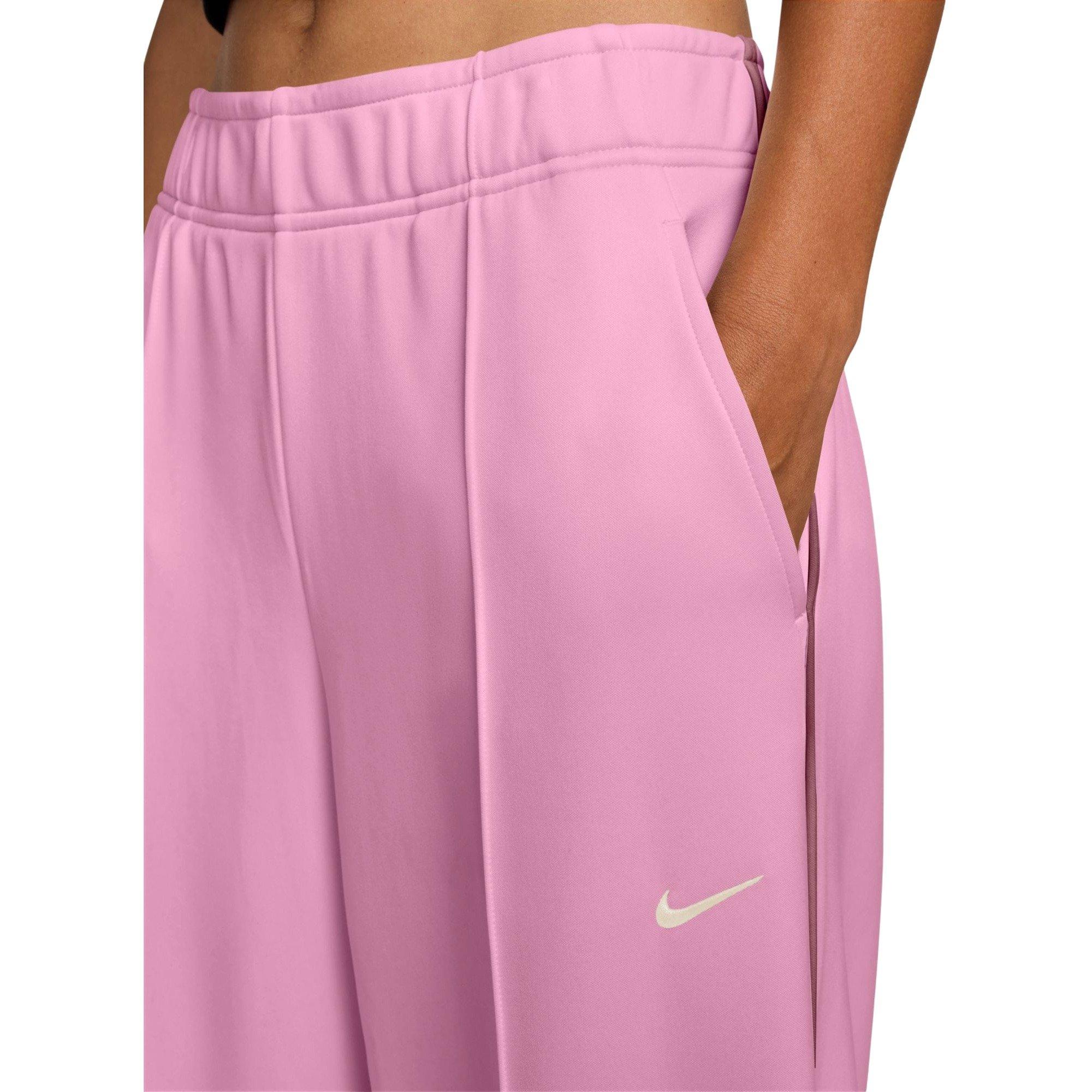 Nike Women's Sportswear Mid-Rise Wide-Leg Track Pants - Pink - PINK