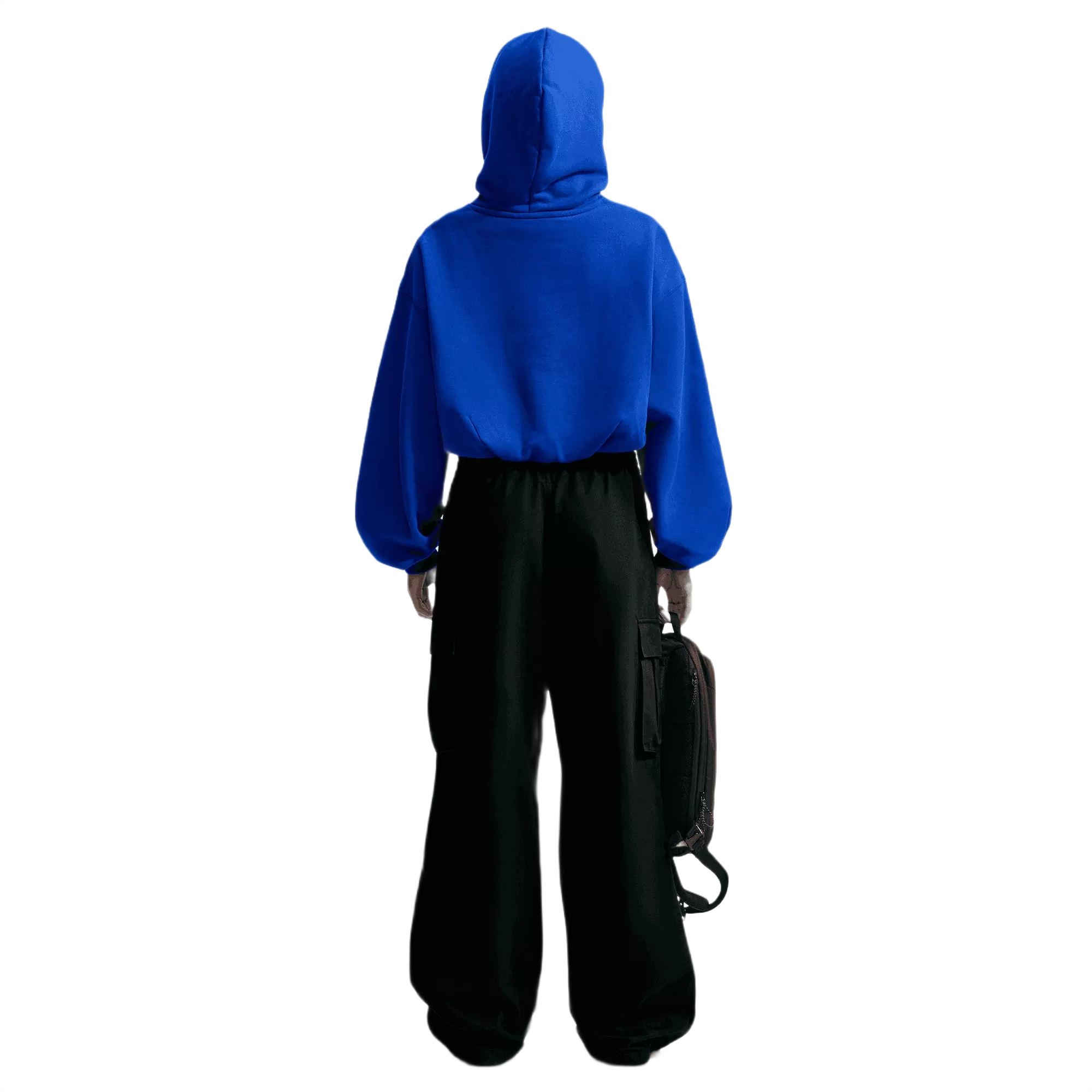 Nike Women's Studio Fleece Medium Weight Oversized Cropped Hoodie - BLUE