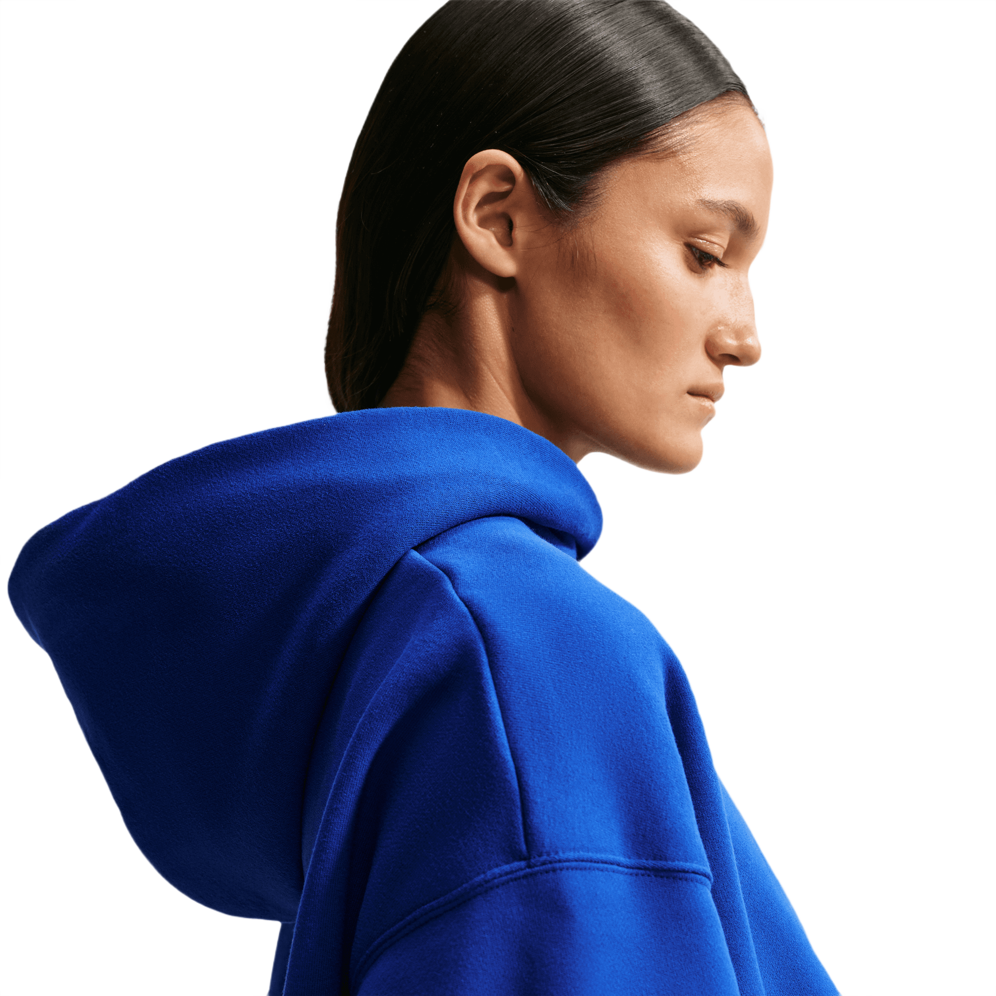 Nike Women's Studio Fleece Medium Weight Oversized Cropped Hoodie - BLUE Thumbnail View 6