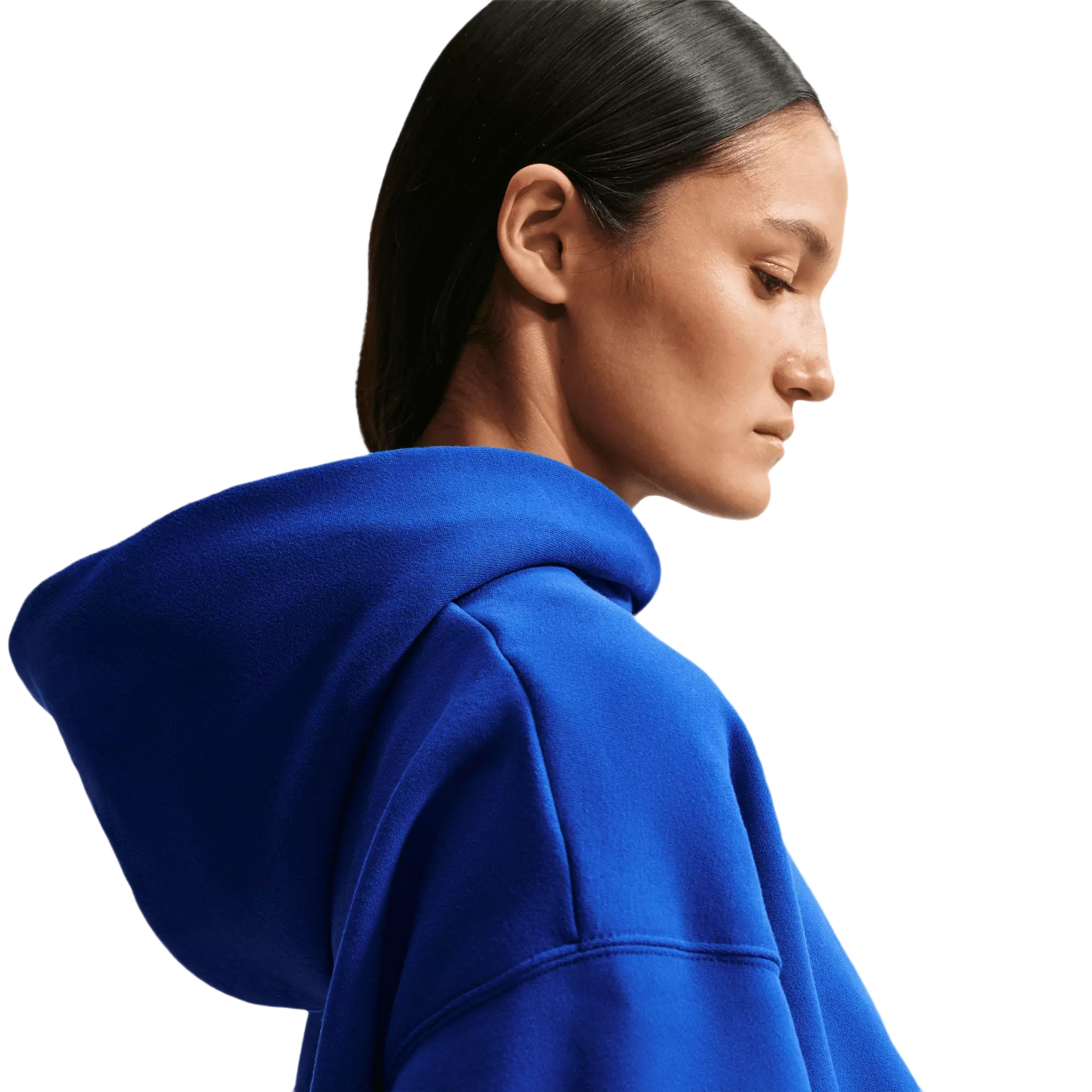 Nike Women's Studio Fleece Medium Weight Oversized Cropped Hoodie - BLUE