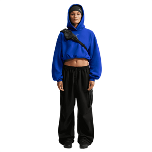 Nike Women's Studio Fleece Medium Weight Oversized Cropped Hoodie - BLUE